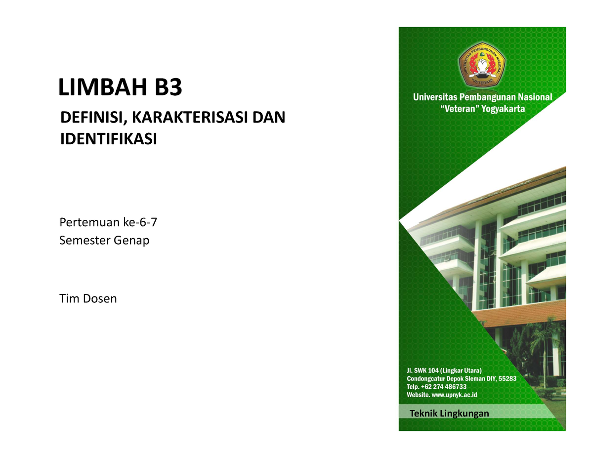 6-7. Limbah B3 Identifikasi Dan Karakterisasi - LIMBAH B DEFINISI ...