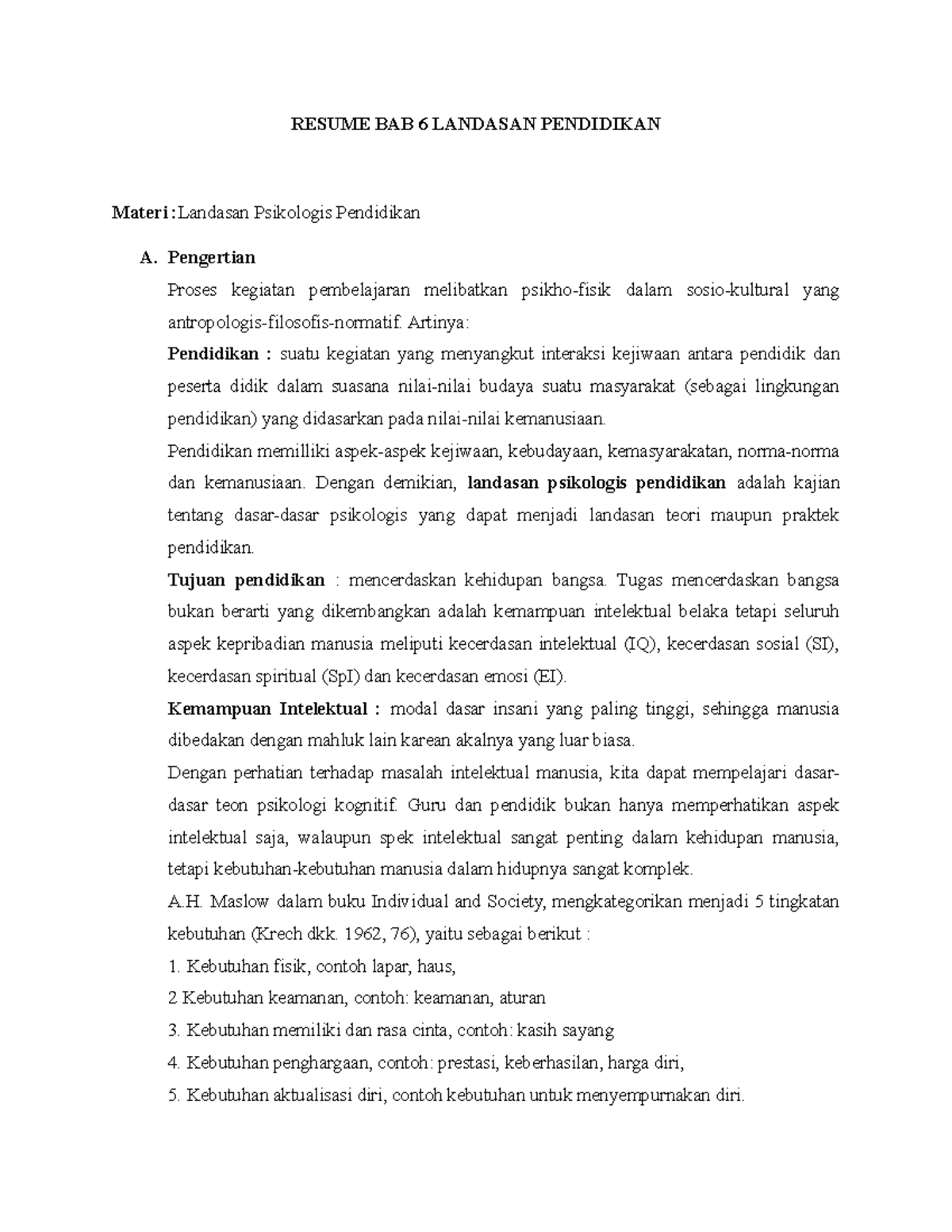 Resume BAB 6.1 Landasan Pendidikan - RESUME BAB 6 LANDASAN PENDIDIKAN ...