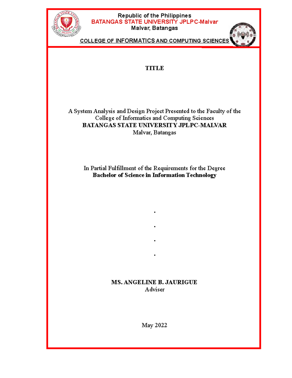 Group IT 1204 Chapter 1 3 Copy - BATANGAS STATE UNIVERSITY JPLPC