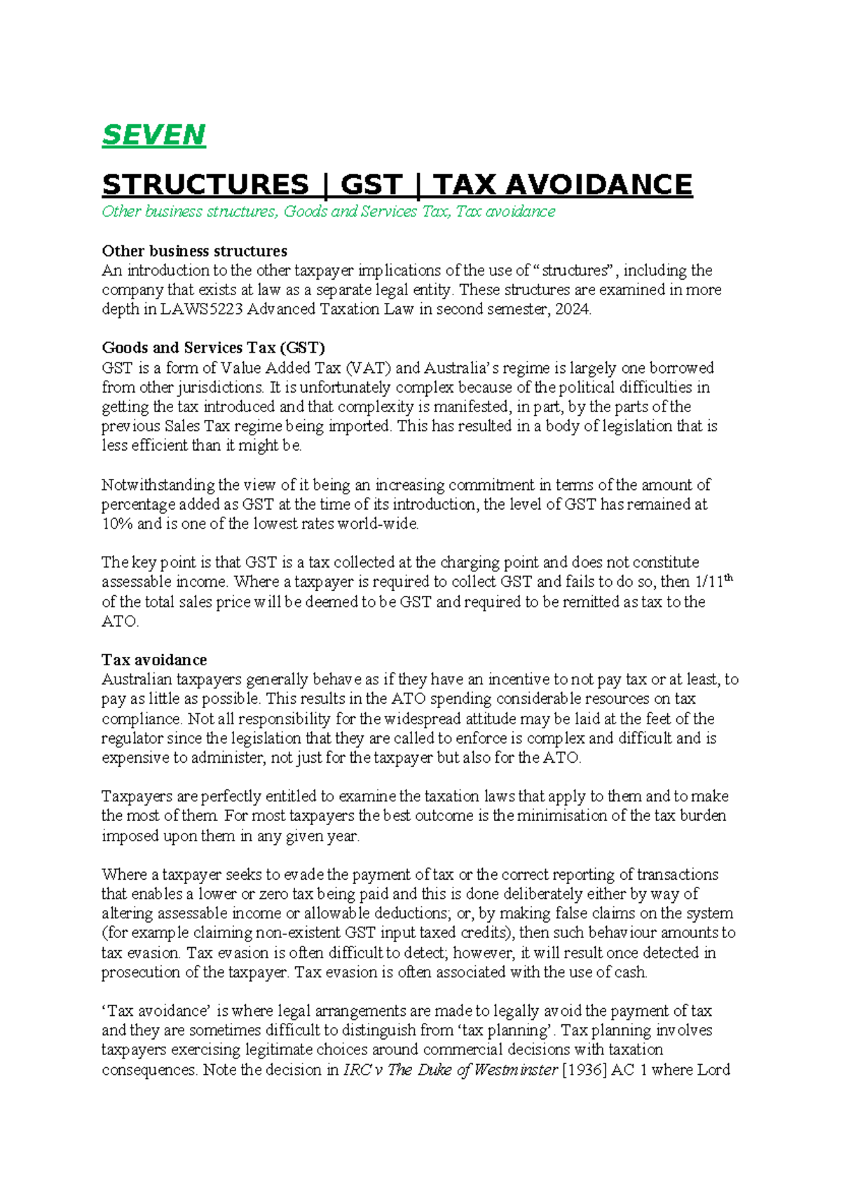 7 GST homework - Practice question for W7 GST - SEVEN STRUCTURES | GST ...