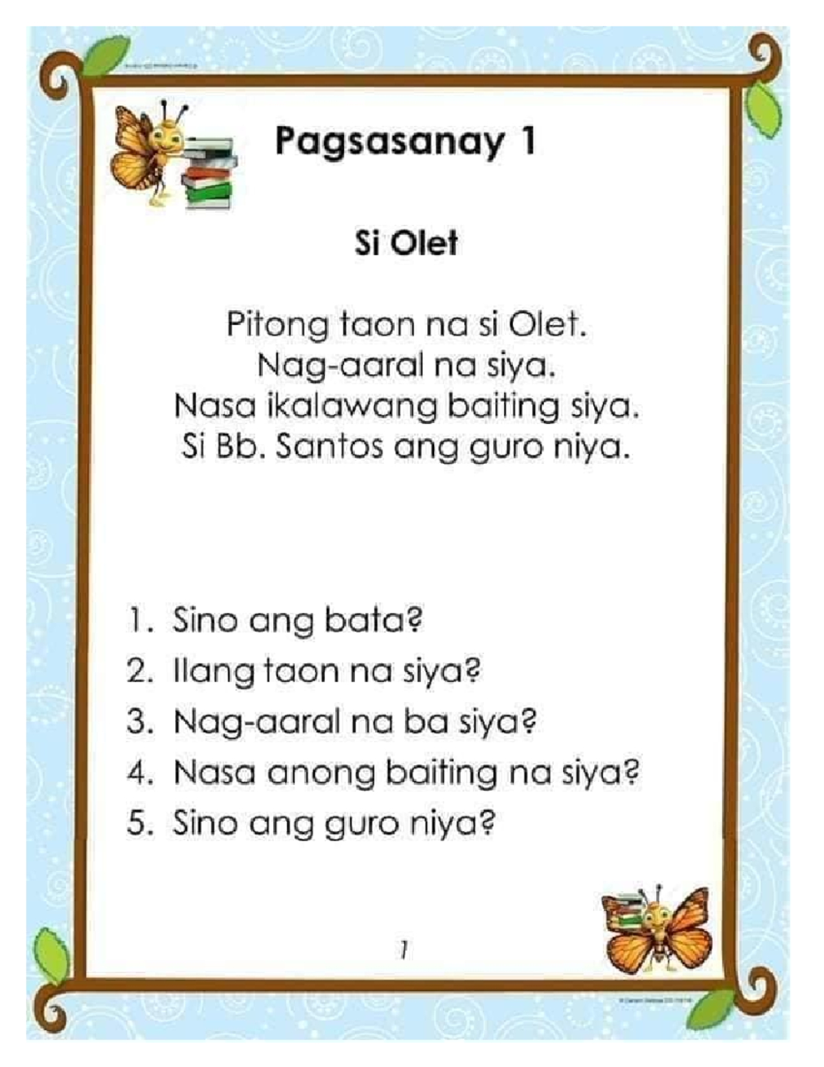 Pagsasanay sa Pagbasa - Bachelor of Science in Secondary Education ...