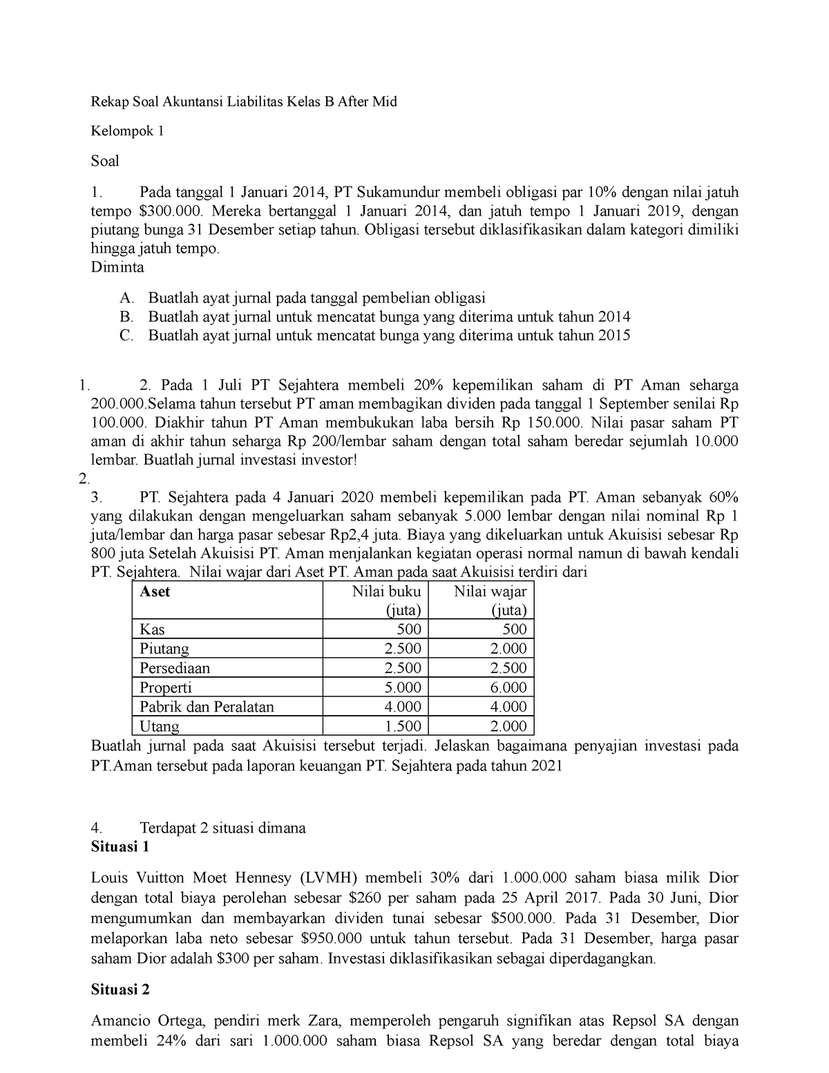 Rekap Soal Akuntansi Liabilitas Kelas B After Mid - Mereka Bertanggal 1 ...