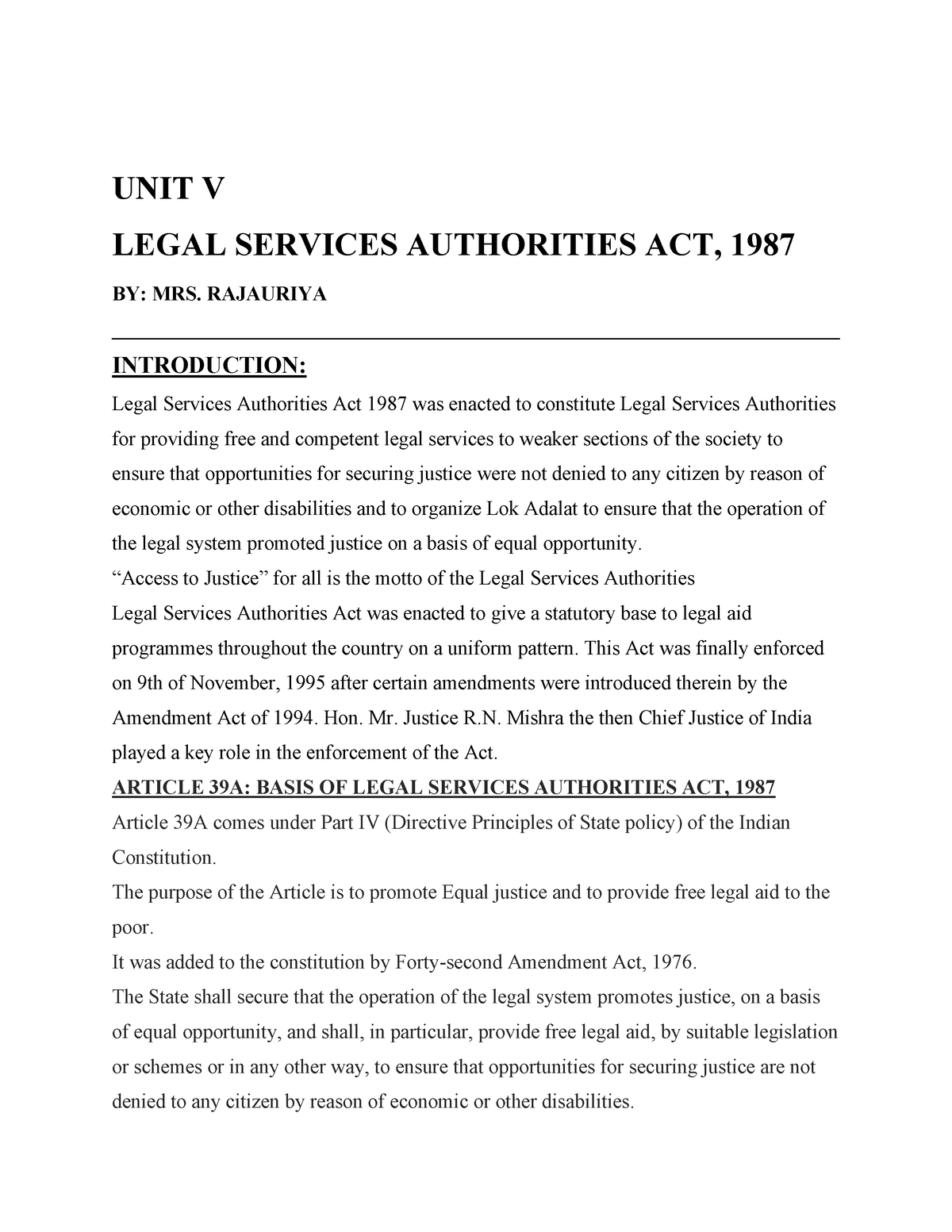 essay on legal services authorities act 1987