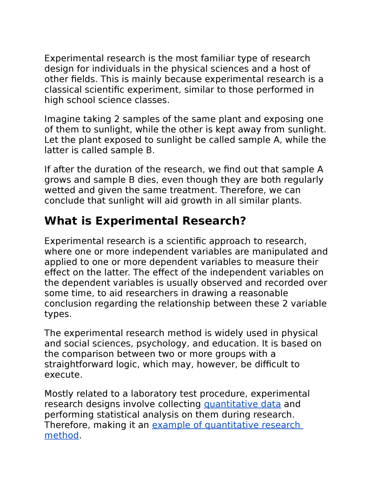experimental research articles examples