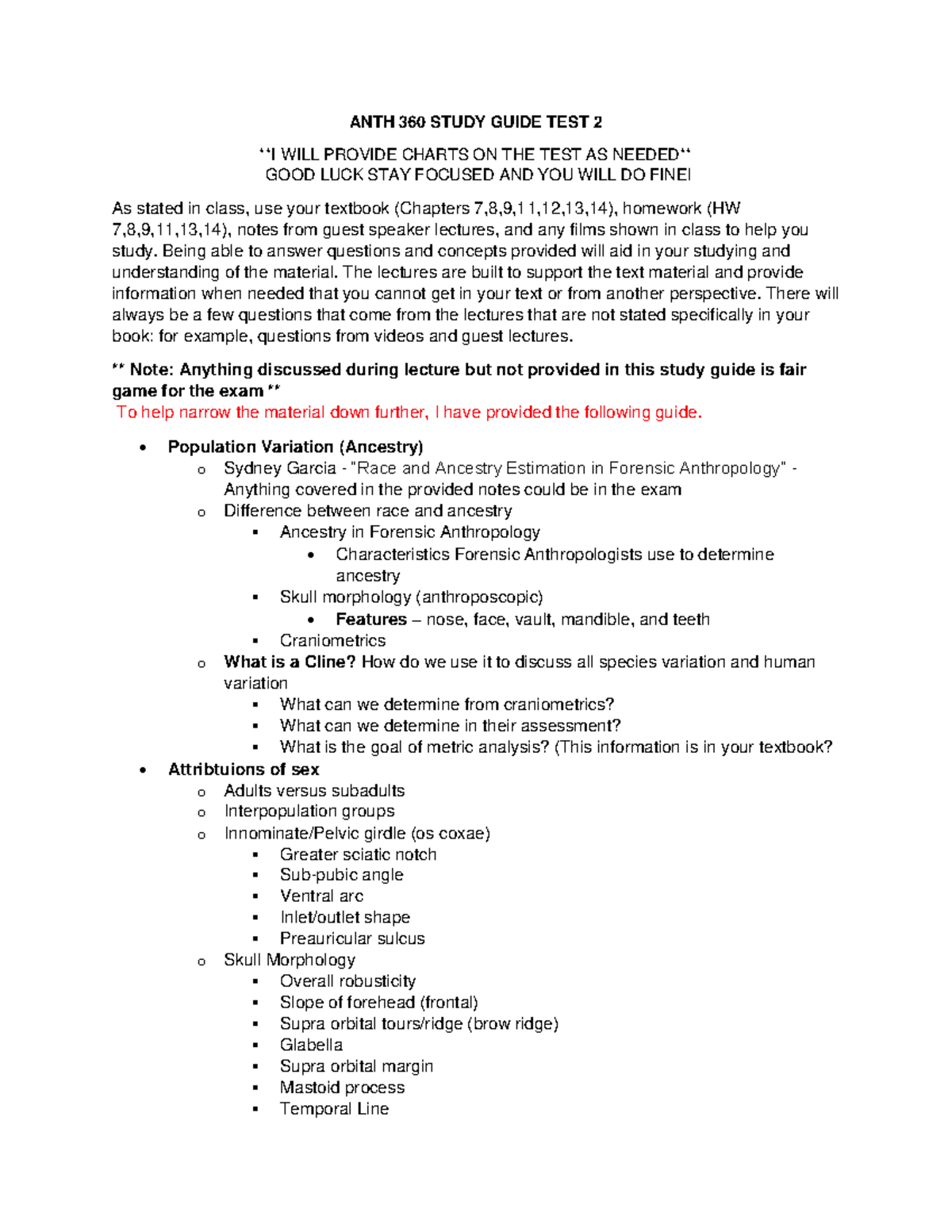 ANTH360 SP23 E2 - wdlc - ANTH 360 STUDY GUIDE TEST 2 I WILL PROVIDE ...