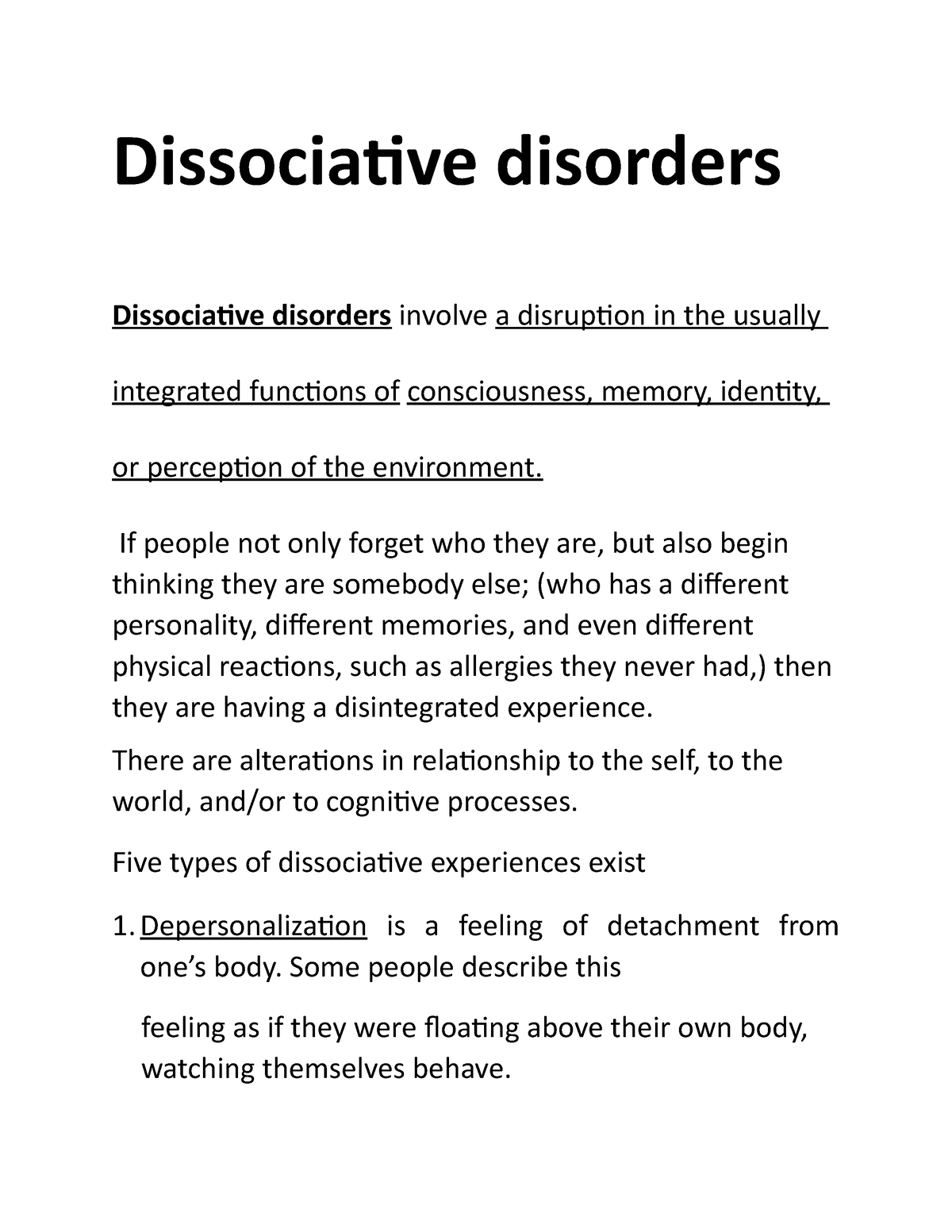 Dissociative Disorders Types And Diagnostic Criterias (Abnormal ...