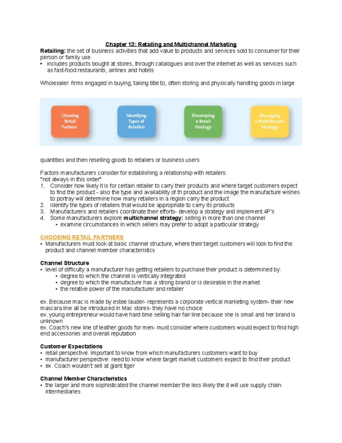 Chapter 13 Summary - Chapter 13: Retailing And Multichannel Marketing ...