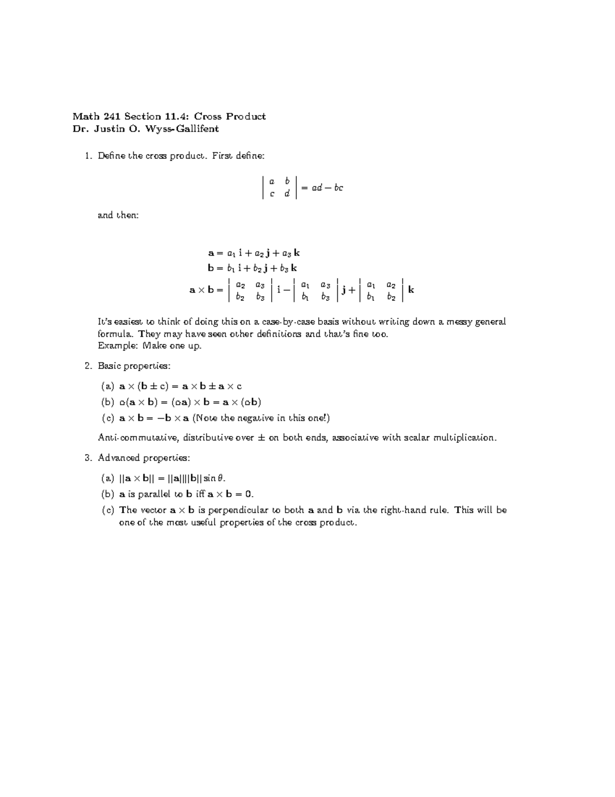 Ch11-4 - Justin Chapter 11 Section 4 Notes - Math 241 Section 11: Cross ...