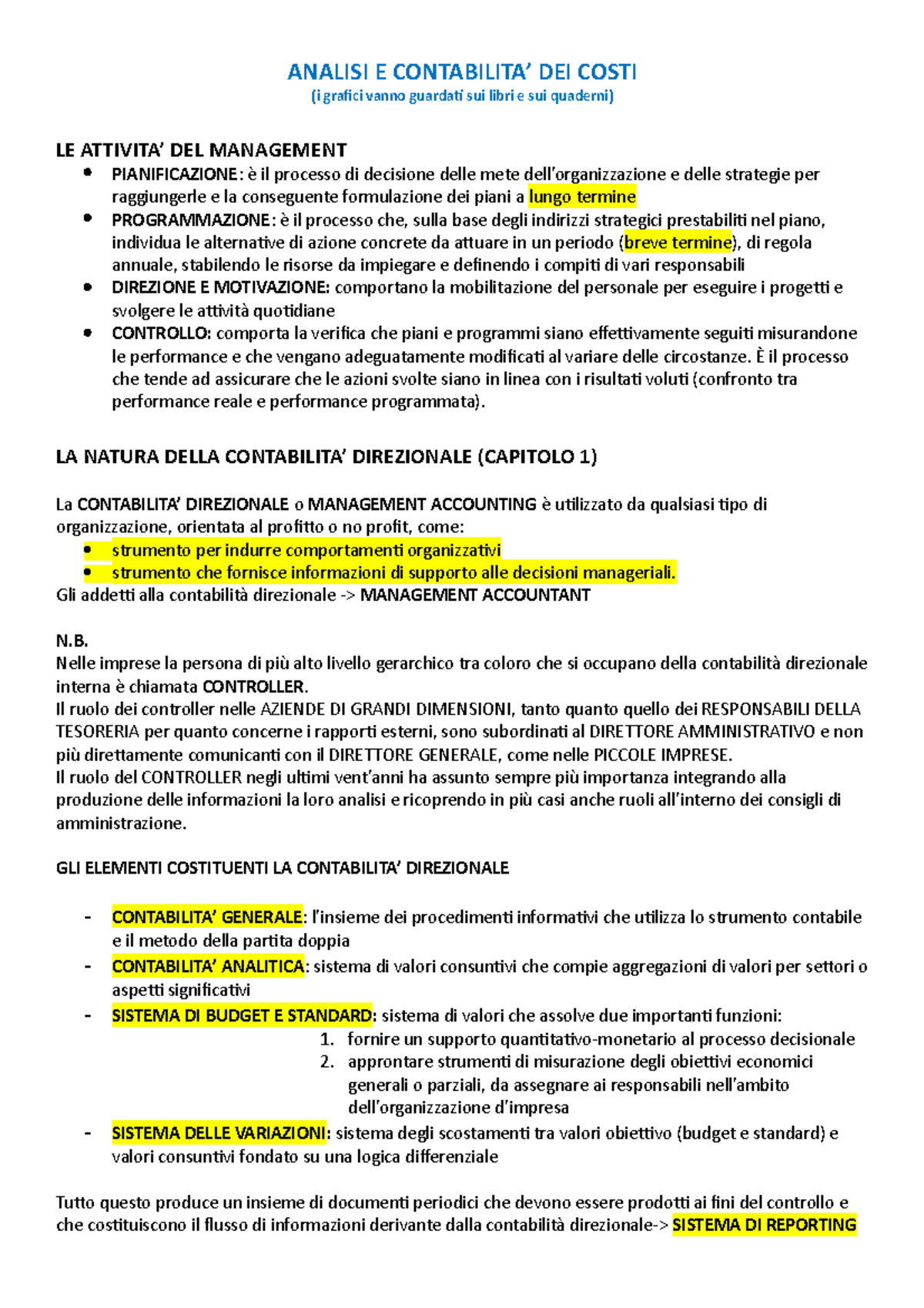Analisi E Contabilità Dei Costi - ANALISI E CONTABILITA’ DEI COSTI (i ...
