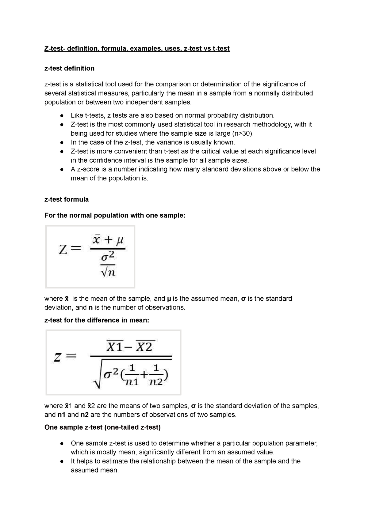 research-methodology-z-test-and-t-test-z-test-definition-formula