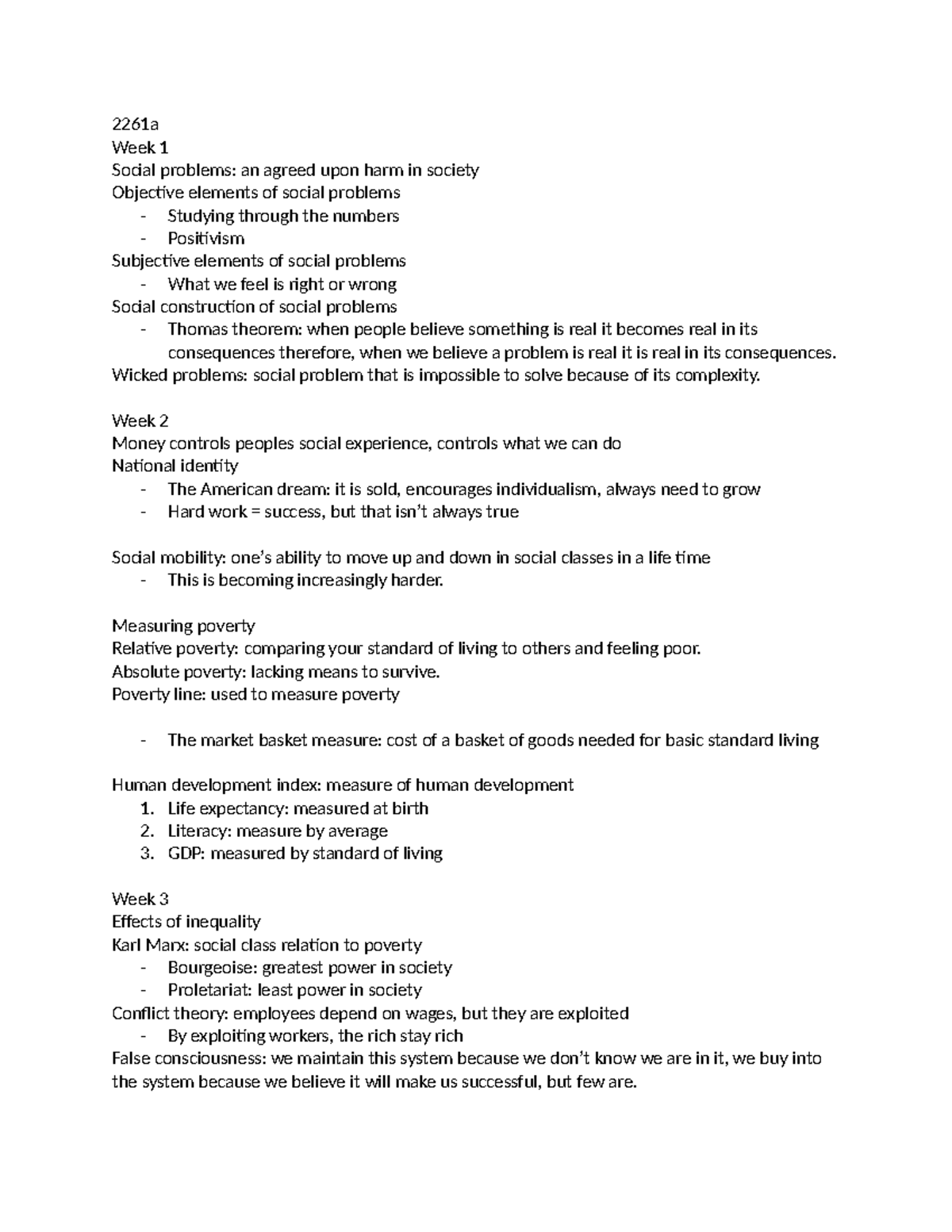 2261 a - Summary sociology - 2261a Week 1 Social problems: an agreed ...
