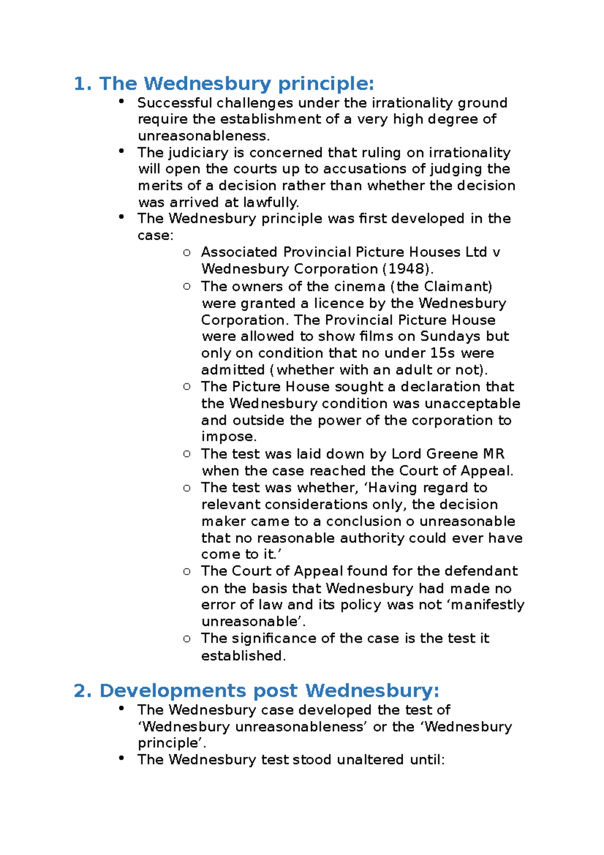 Irrationality 1 The Wednesbury Principle Successful Challenges Under The Irrationality 8795