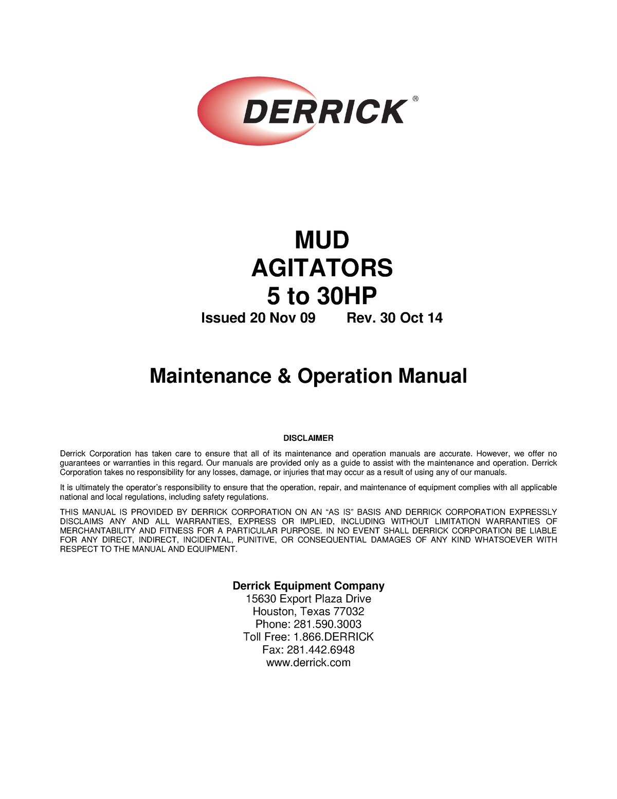 Mud Agitator Manual - Funcionamiento de agitadors - MUD AGITATORS 5 to ...