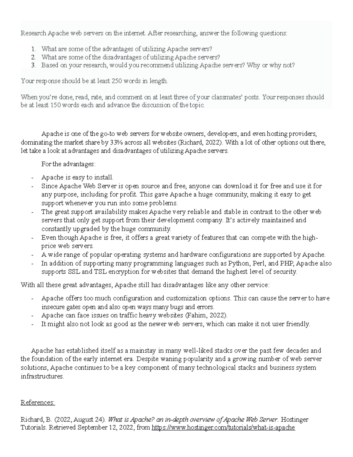 Discussion Forum Unit 2 - Research Apache web servers on the internet ...