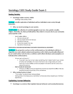 Sociology 1101 Notes Section 1 - Sociology 1101 Section 1 Notes Seeing ...