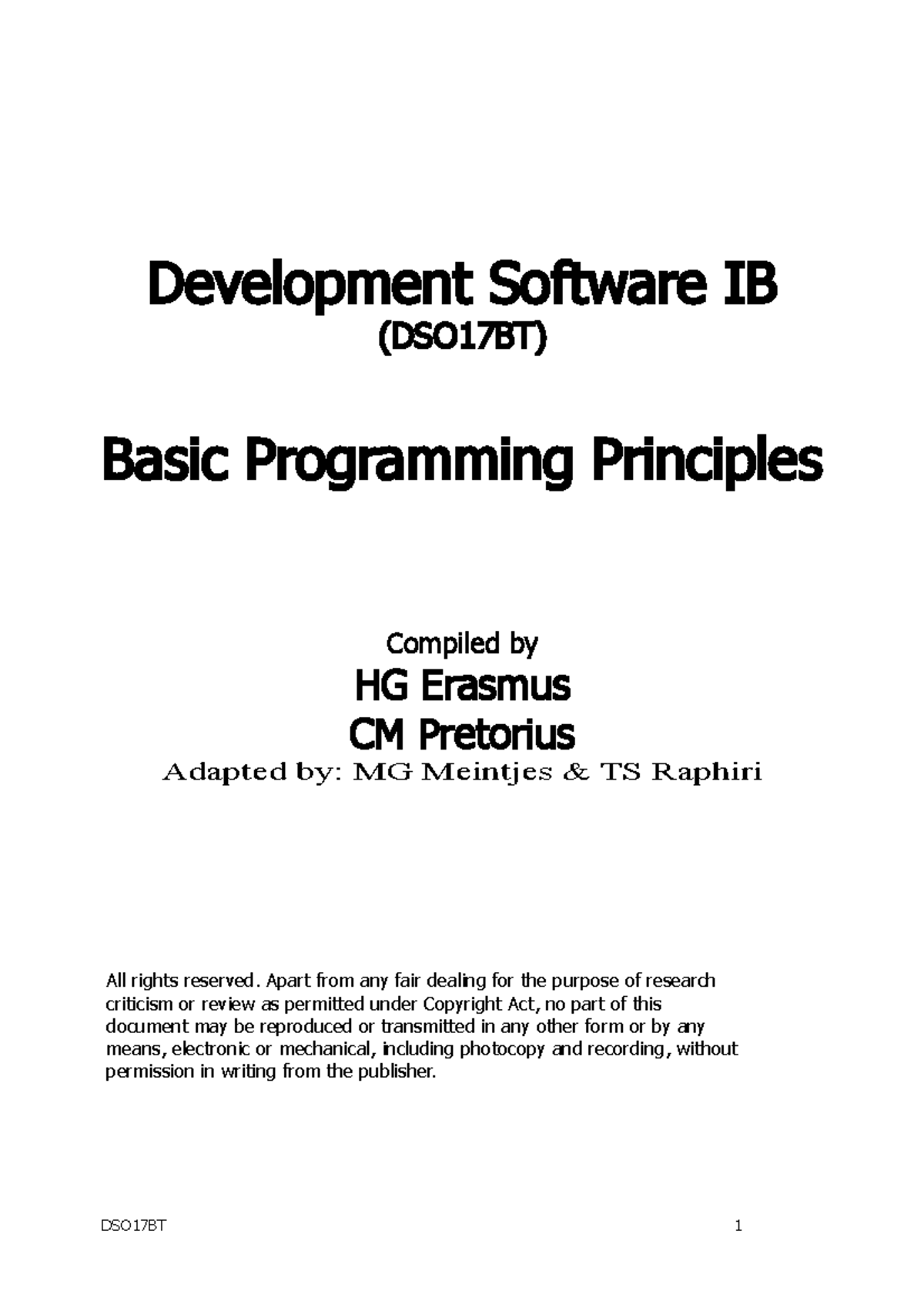 DSO17BT Programming Principles Chap 3 2020 Development Software IB