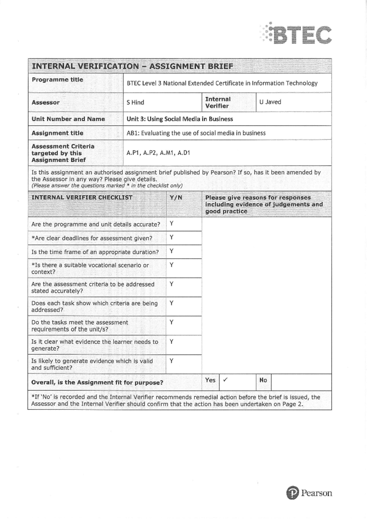 btec iv assignment brief form