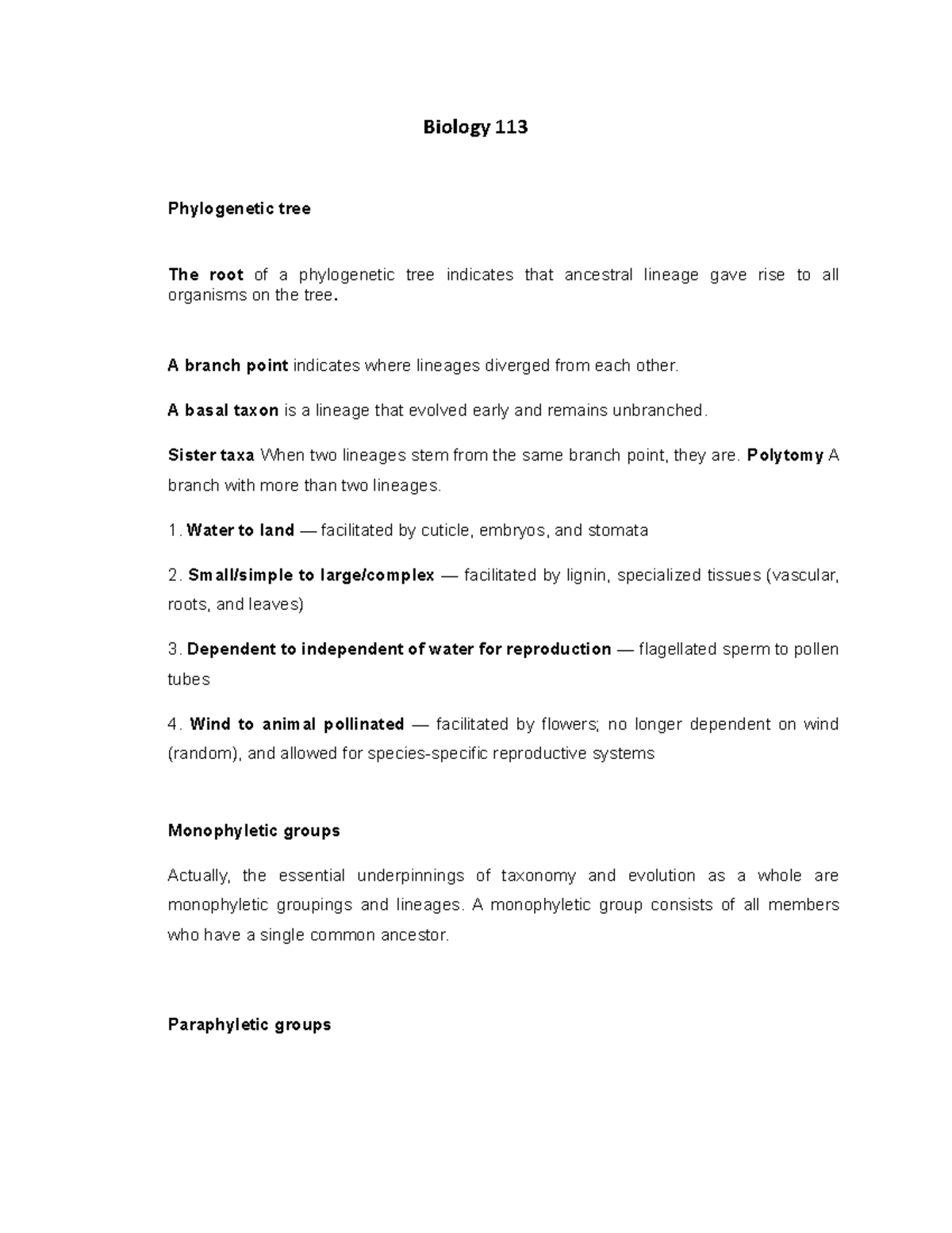 BIO 113 (2) (Assignments) - Biology 113 Phylogenetic Tree The Root Of A ...