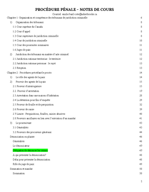 Notes De Cours Drt Droit P Nal Ii Table Des Mati Res Chapitre I Organisation Et