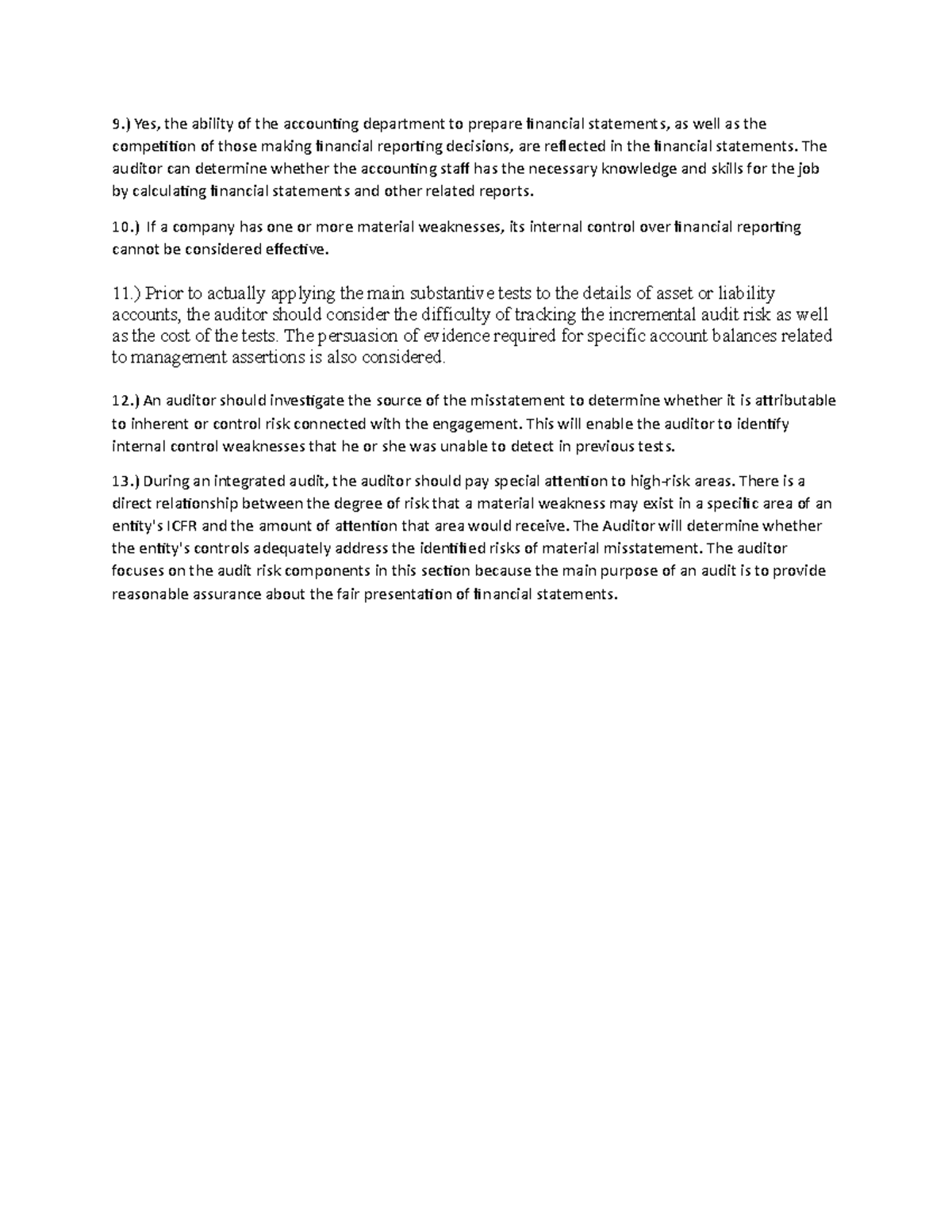 9-13 auditing and assurance chapter 4 by cabrerqa - 9.) Yes, the ...