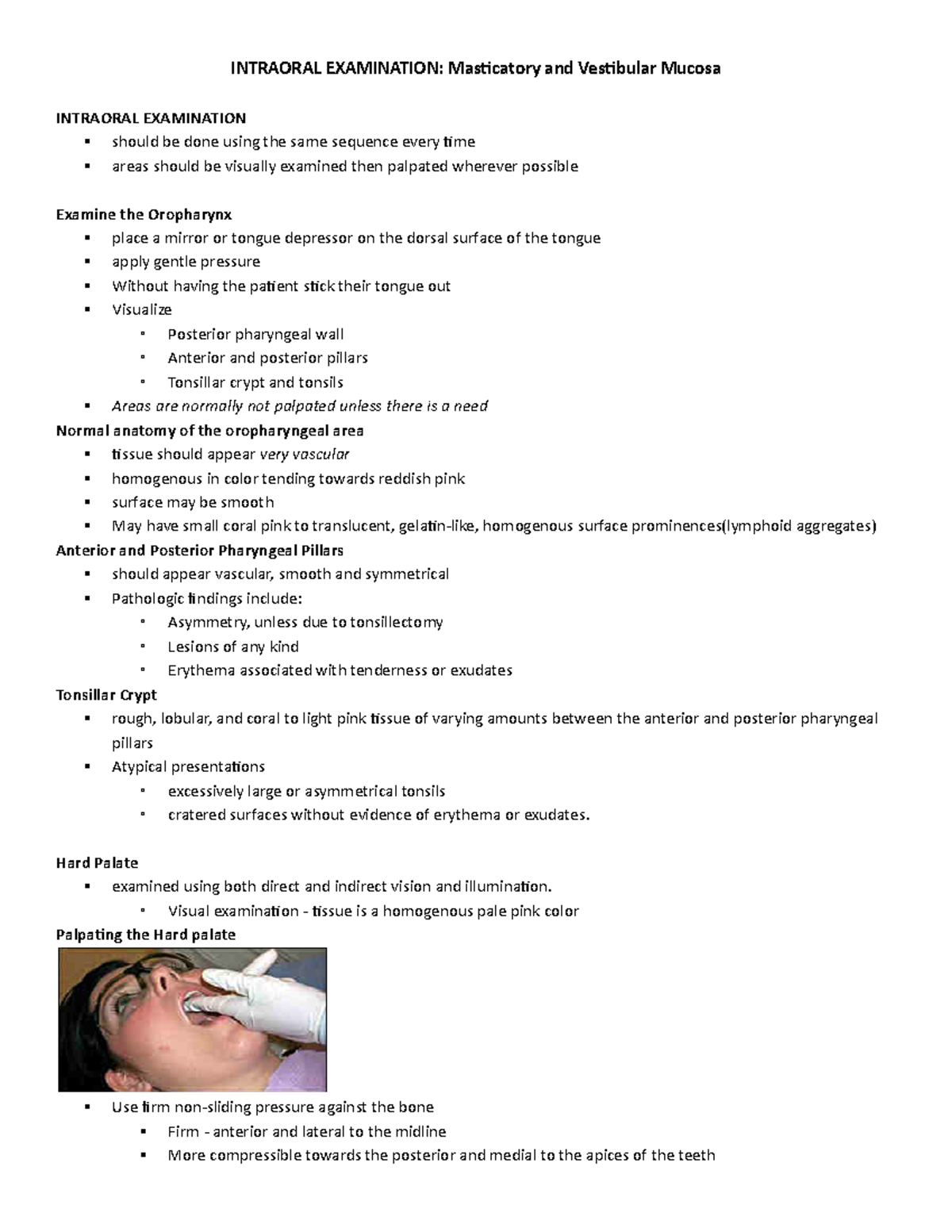 6 Intraoral Examination with Picture INTRAORAL EXAMINATION