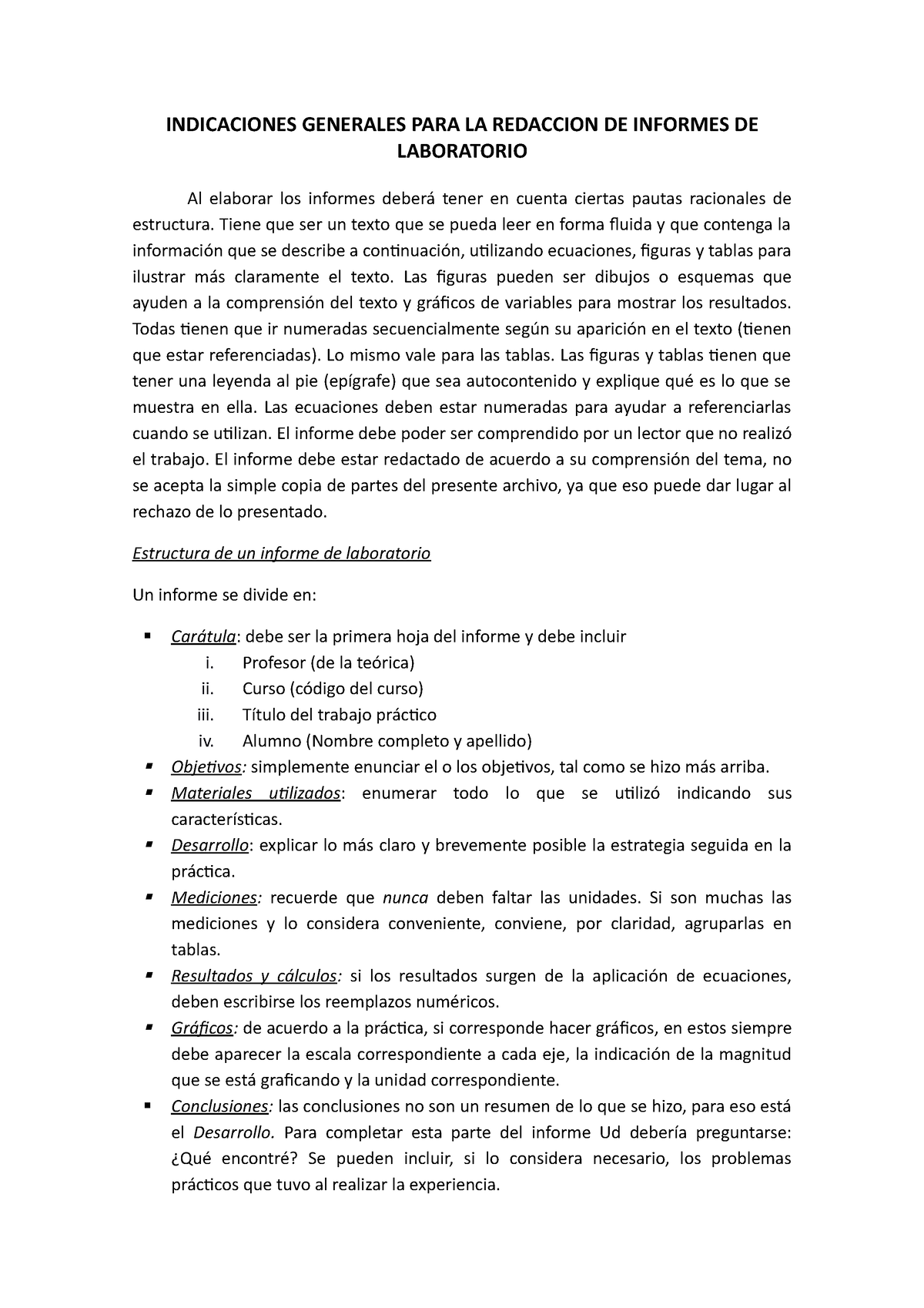 Redaccion De Informes Tpn1 Indicaciones Generales Para La Redaccion