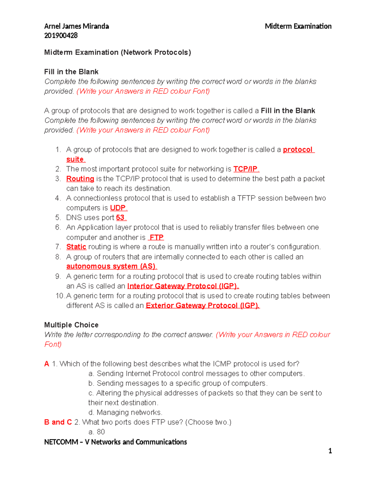 2019 00428 Miranda Midterm Examination - 201900428 Midterm Examination ...