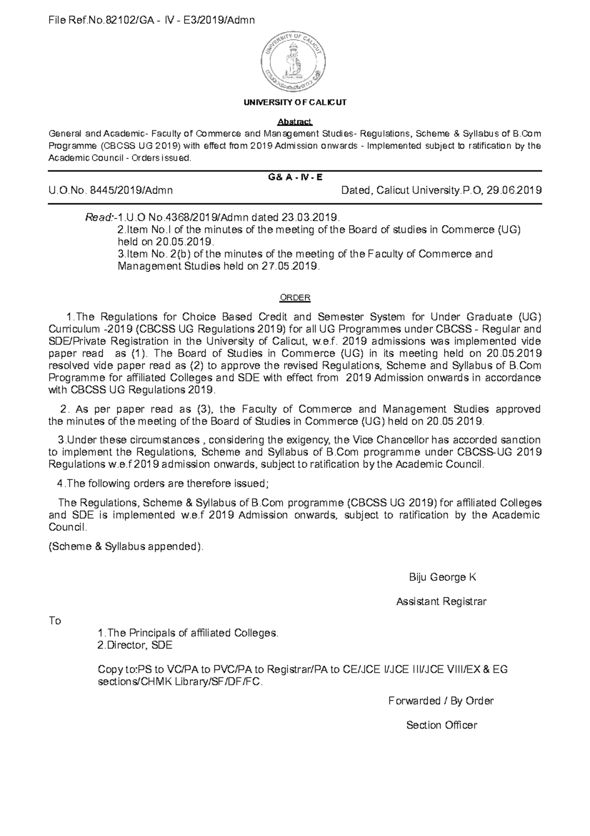 Syl6031 EFFECTIVE FROM ACADEMIC YEAR 201920 ADMISSIONS U. 8445