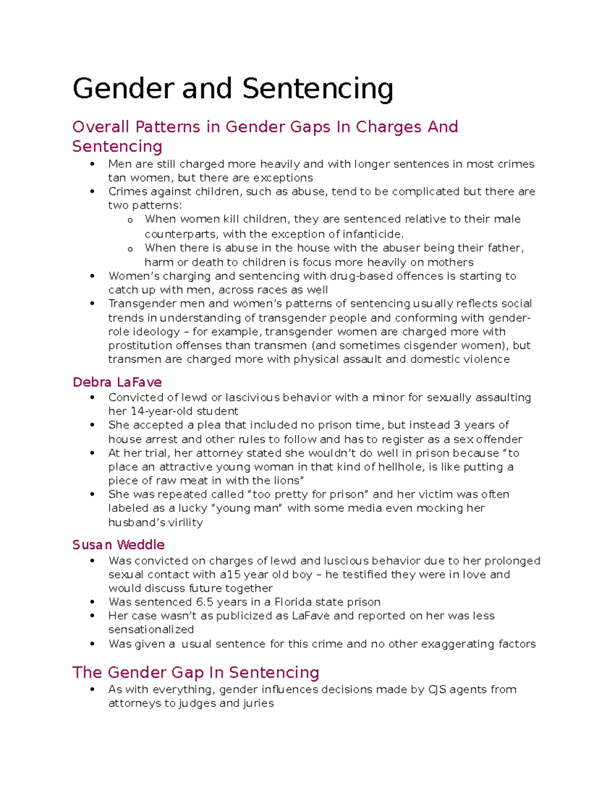 gender differences and sentencing a critical literature review