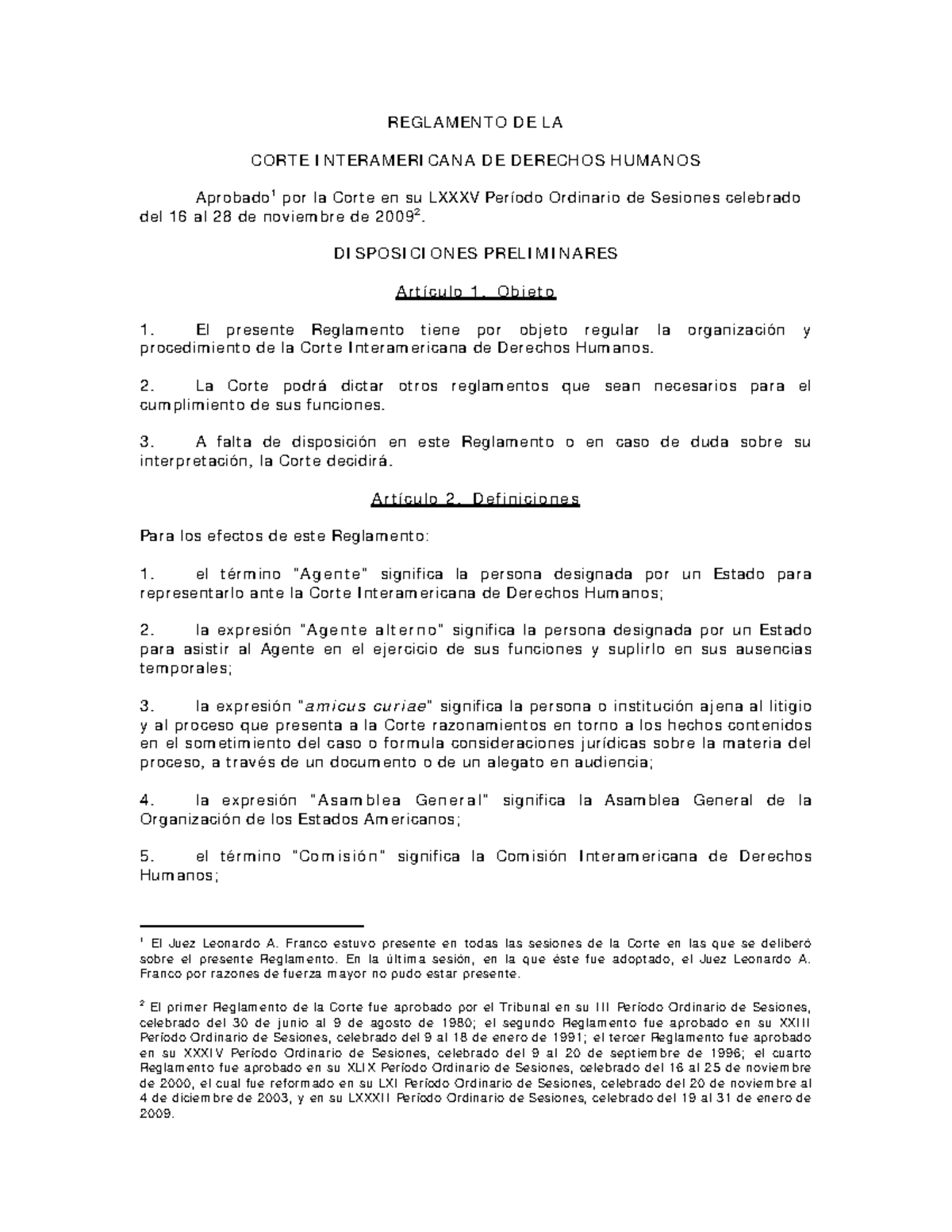 Nov 2009 Esp - REGLAMENTO DE LA CORTE INTERAMERICANA DE DERECHOS ...