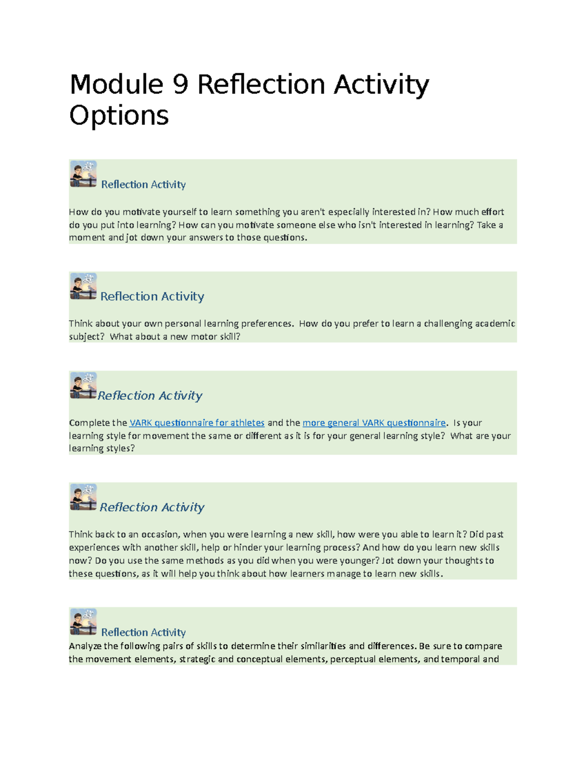 Module 9 Reflection Activity Options - Module 9 Reflection Activity ...