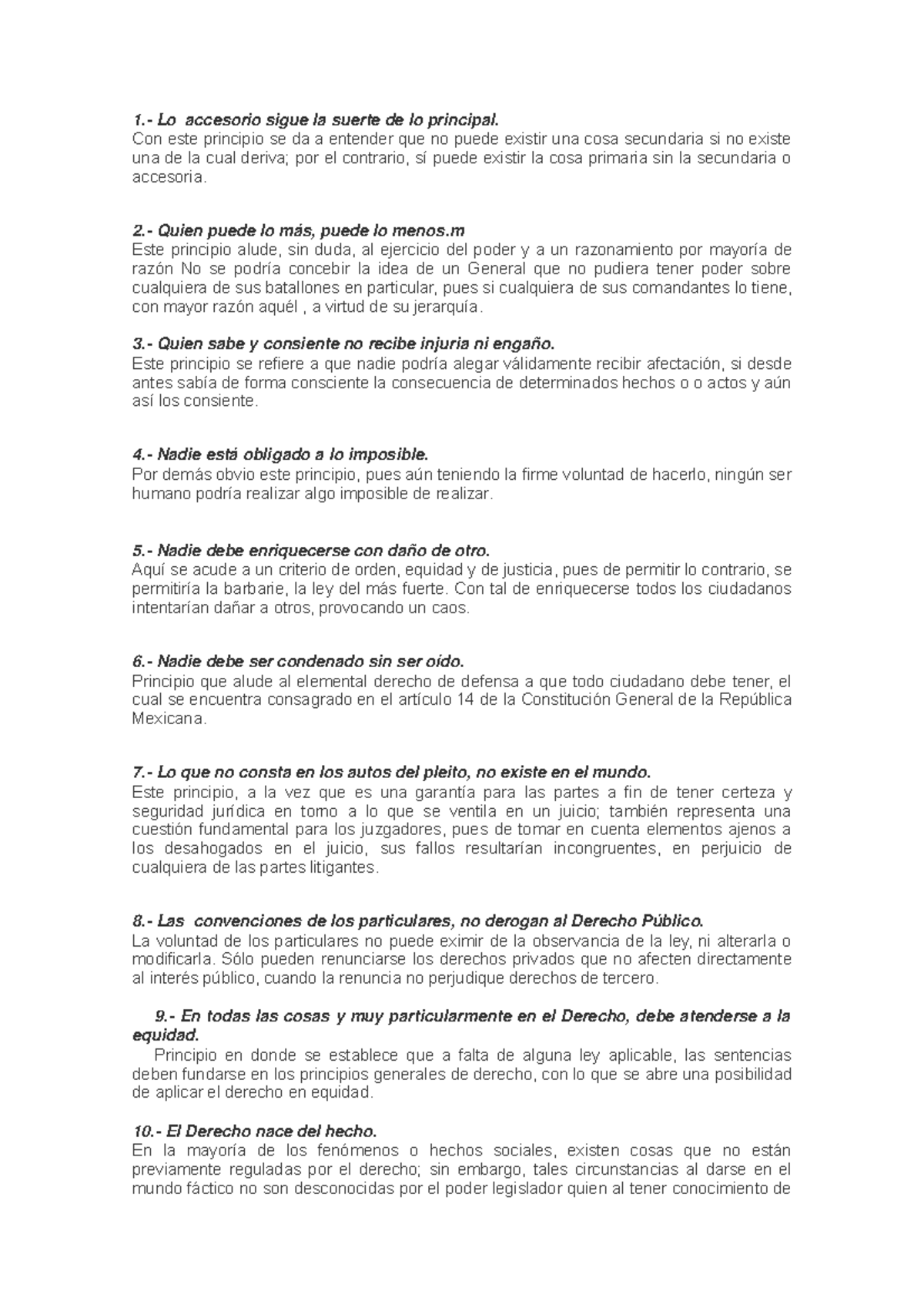 50 Principios Del Derecho Y Sus Definiciones - 1.- Lo Accesorio Sigue ...