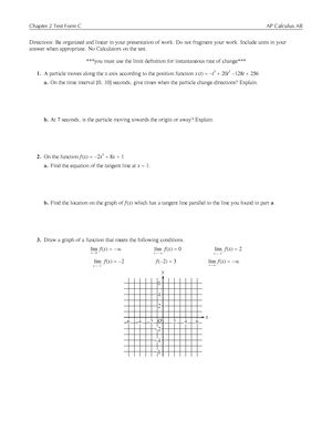 Ch 2 Form B - Practice Test - Chapter 2 Test Form B AP Calculus AB ...