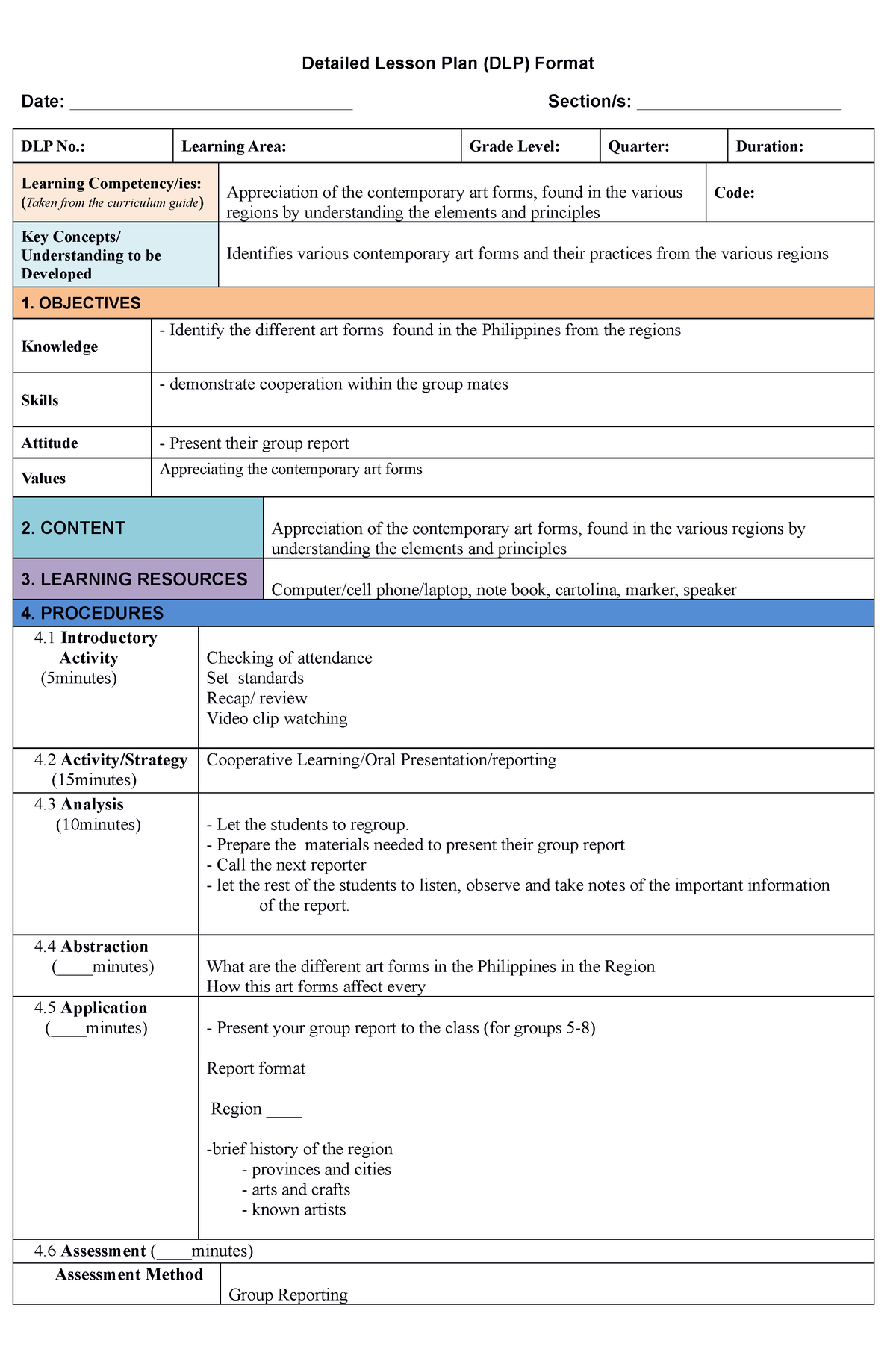 02. Gomez, Elena - Asap - Detailed Lesson Plan (DLP) Format Date