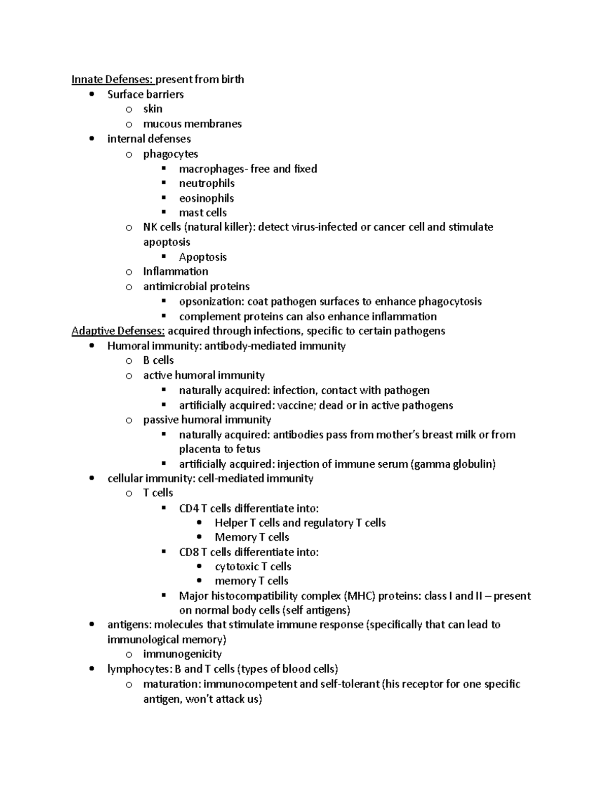 Immune System - innate defenses, adaptive defenses - Innate Defenses ...