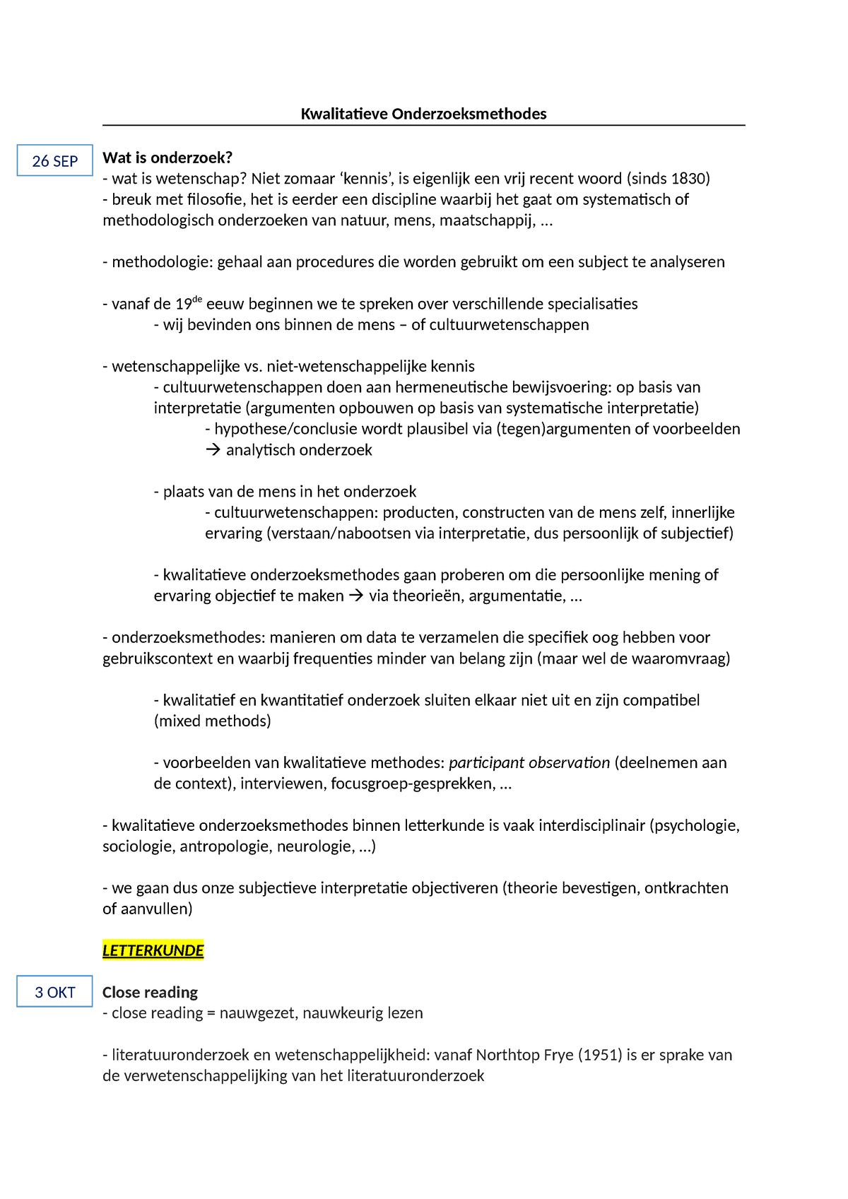 Notities - Samenvatting Kwalitatieve Onderzoeksmethoden - Kwalitatieve ...