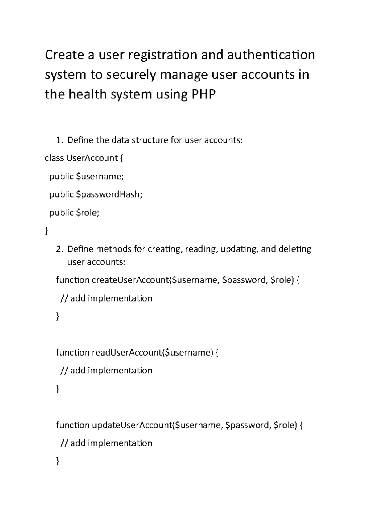Accounts in the health system using PHP - Create a user registration ...