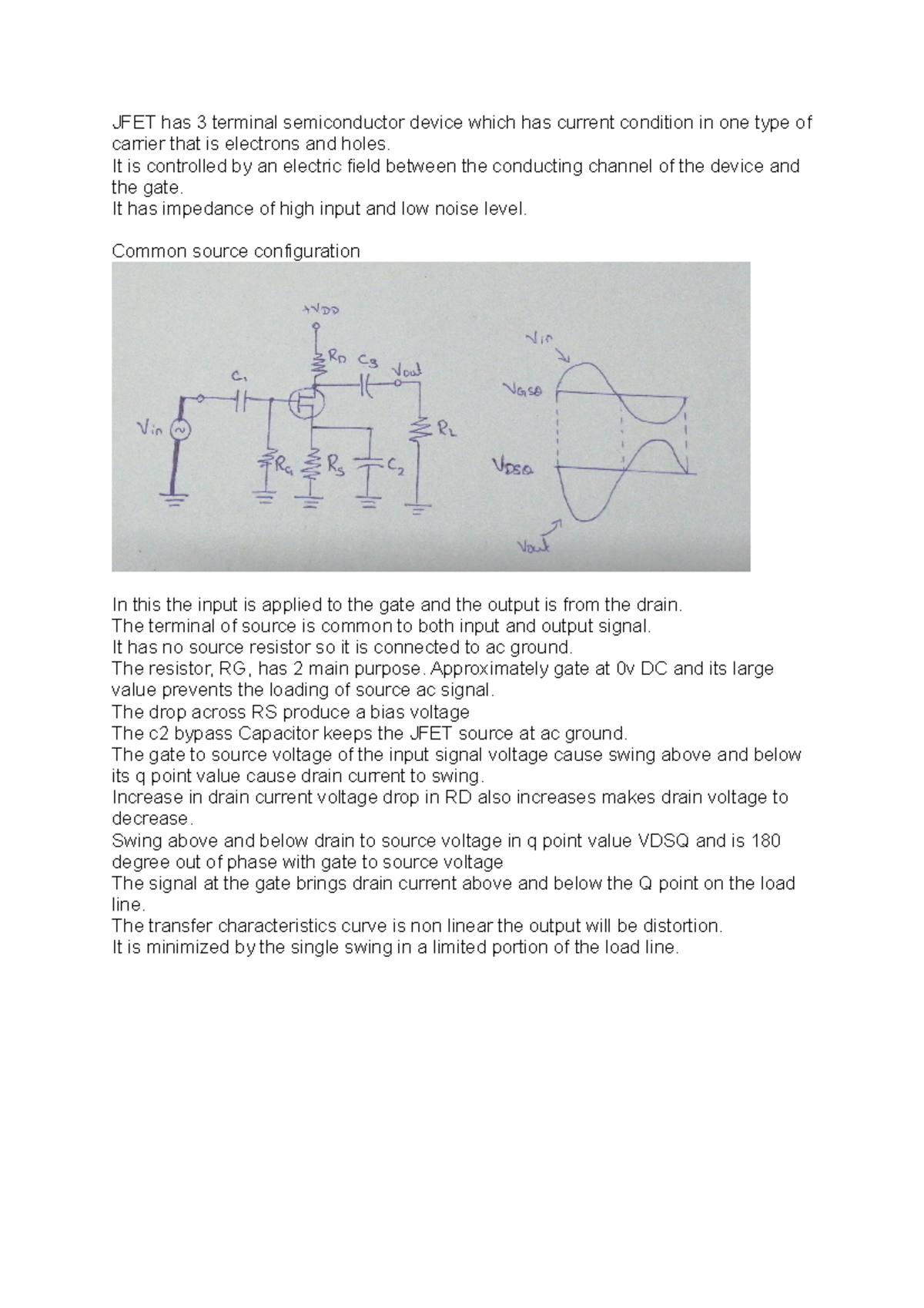 JFET Lecture notes 1 JFET has 3 terminal semiconductor device which