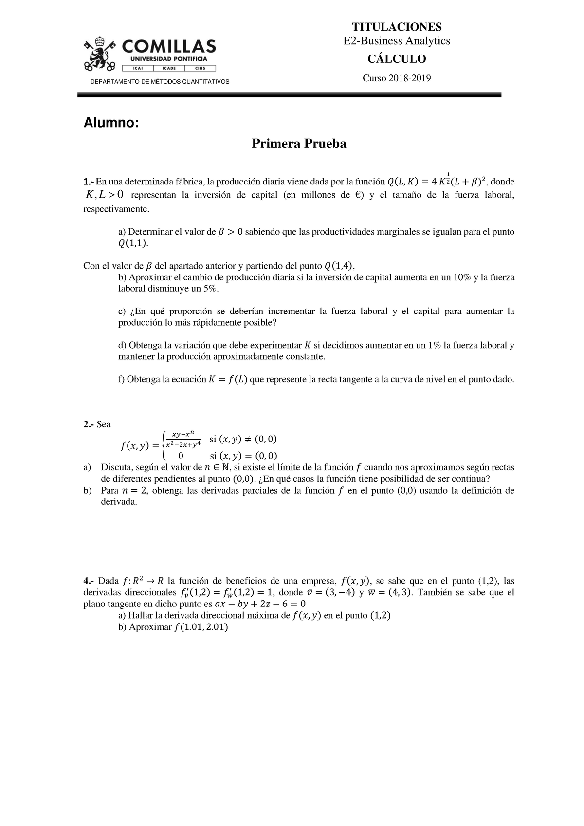 Examen Parcial E2 V1 Mod - DEPARTAMENTO DE MÉTODOS CUANTITATIVOS ...