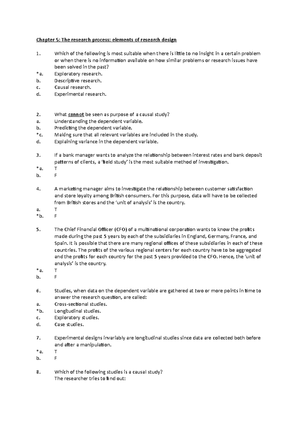 Test Bank Research Methodology CH05 - Chapter 5: The Research Process ...