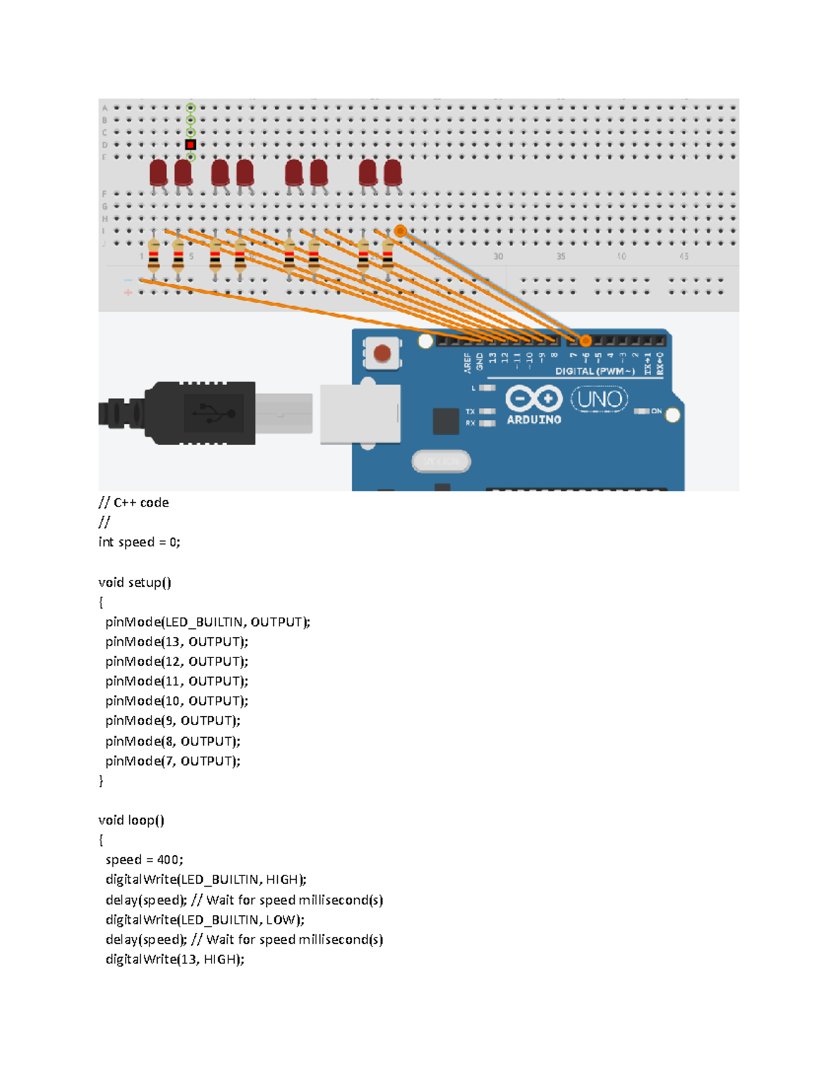 Software Donald - Xasvds - // C++ code // int speed = 0; void setup ...
