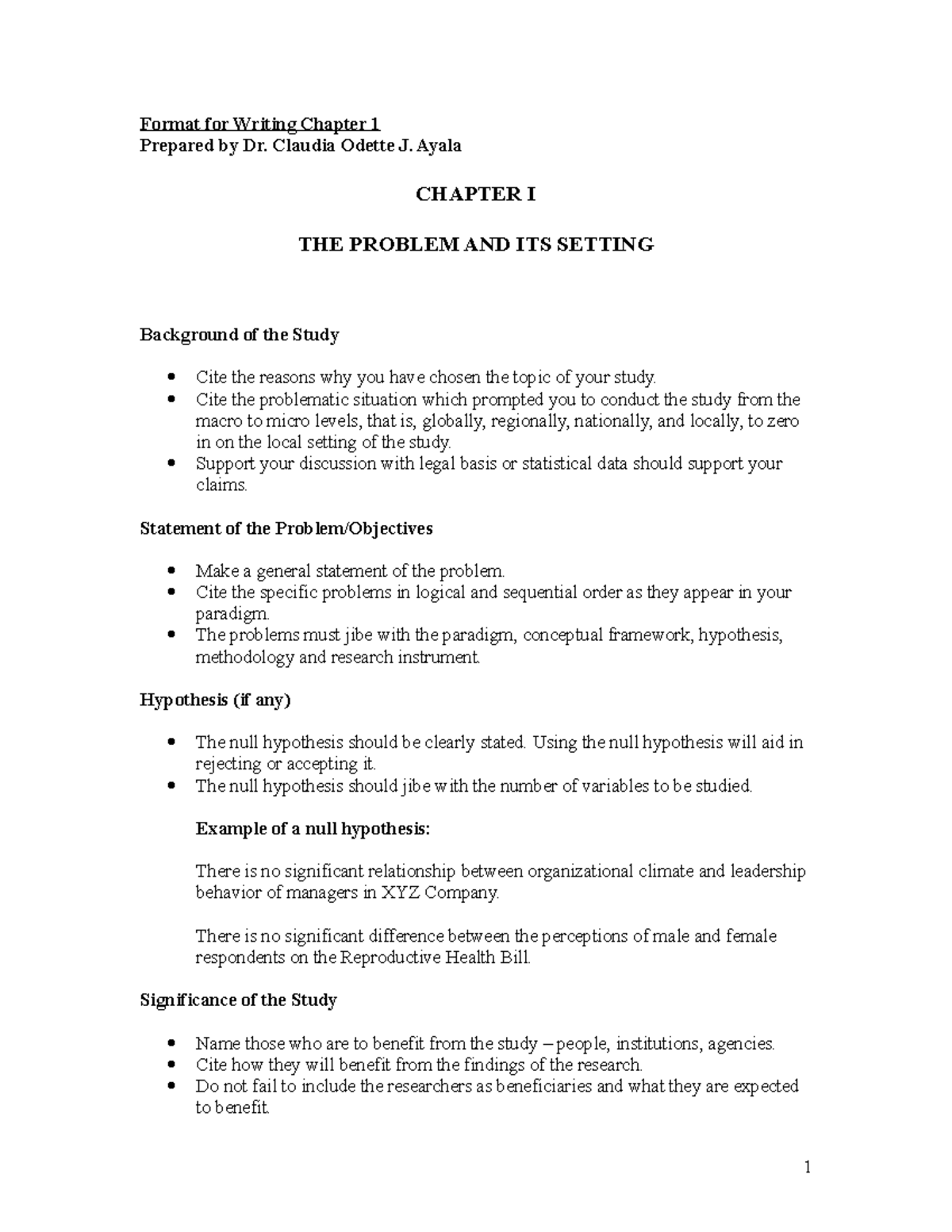 how to write chapter 1 and 2 of a research paper