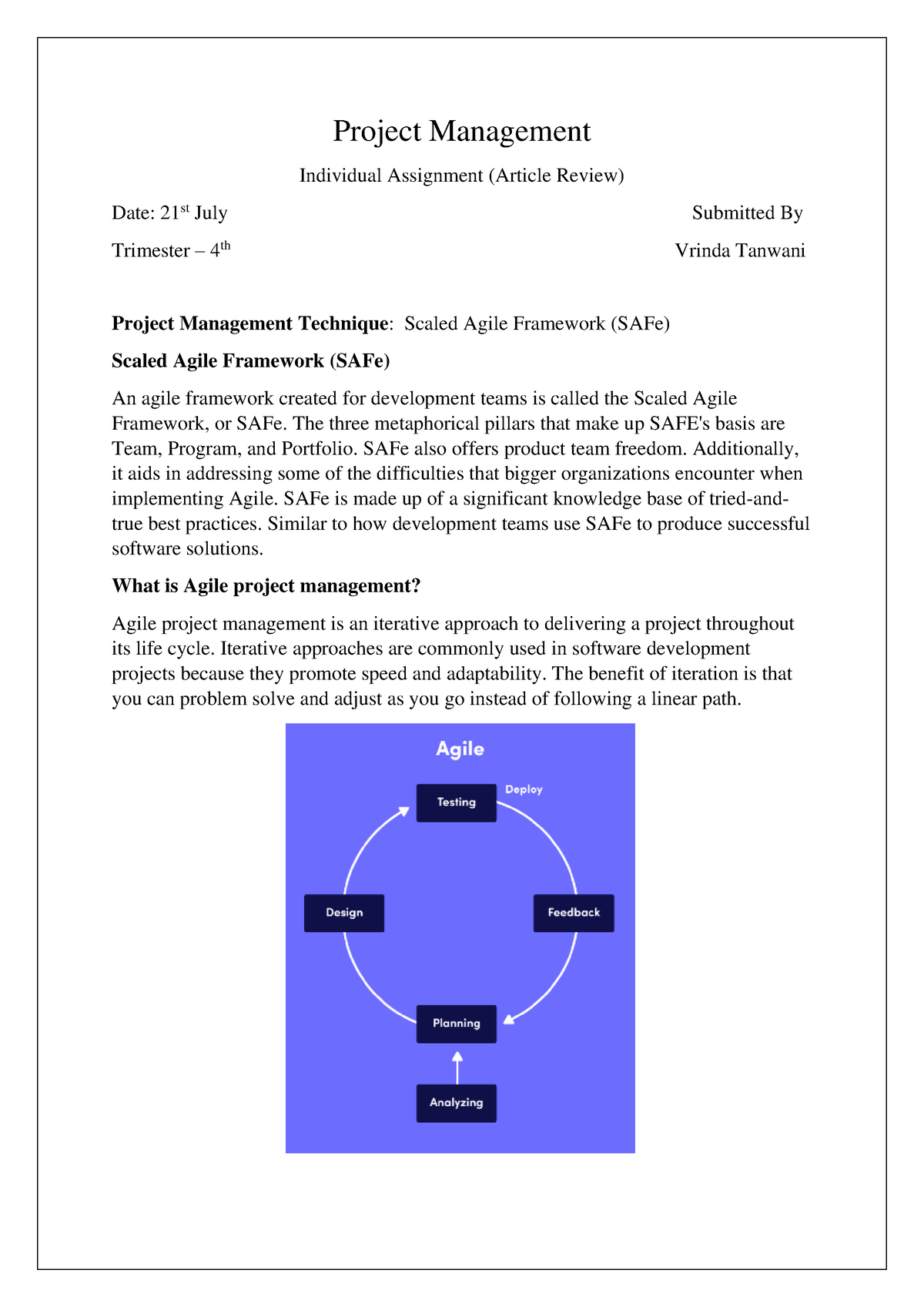 assignment of project management