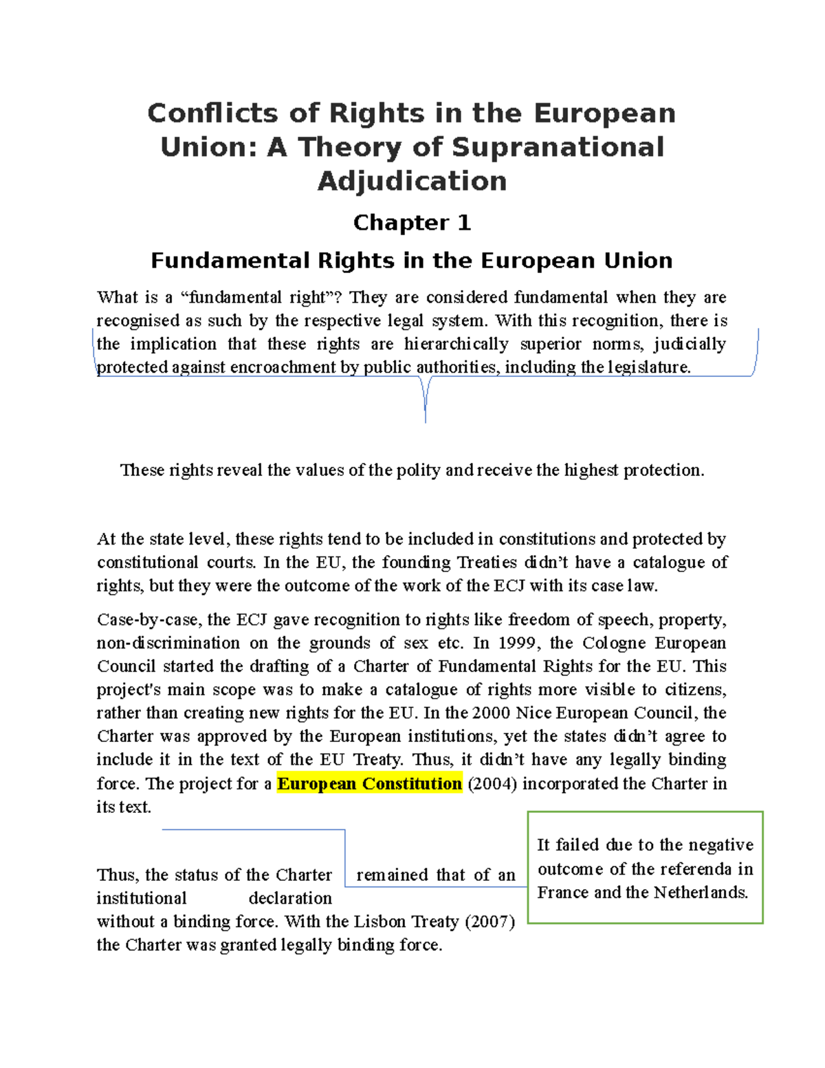 Conflict of rights CH1 - Summary of the 1st chapter - Conflicts of ...