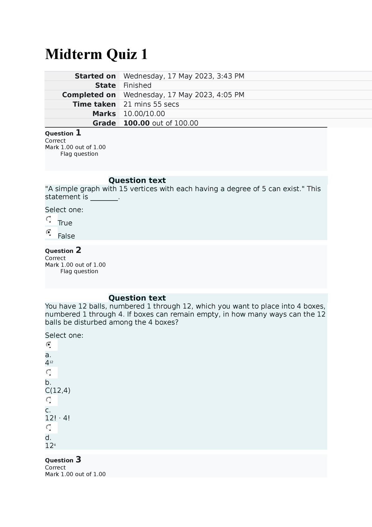 Midterm Quiz 1 Discrete Structure 2 Question 1 To 5 - Midterm Quiz 1 ...