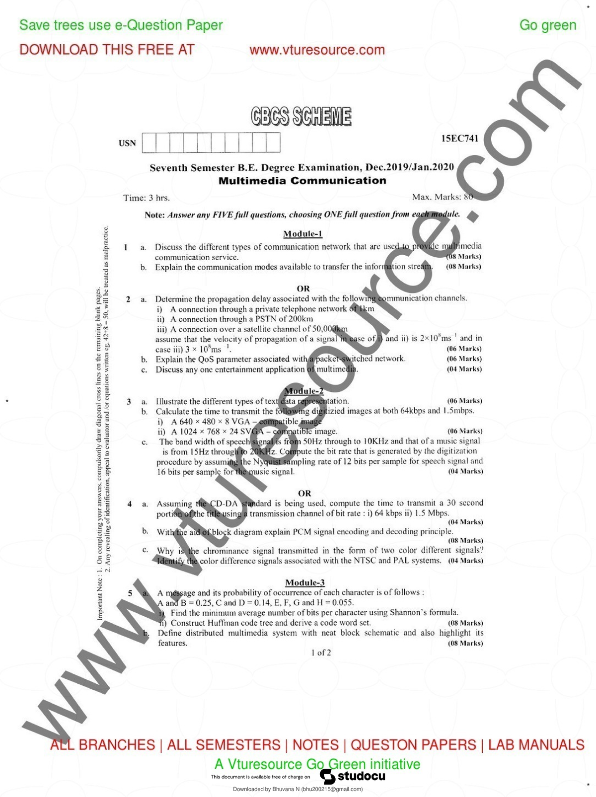 Jan2020 MMC Question paper Electronic and communication