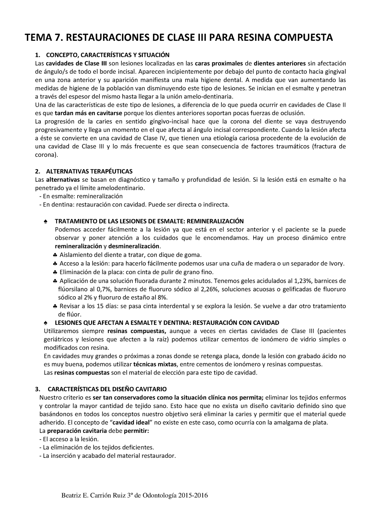 Tema 7 - TEMA 7. RESTAURACIONES DE CLASE PARA RESINA COMPUESTA8 1 ...