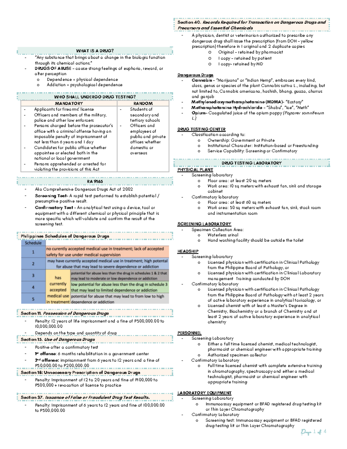 Drug Testing - Lecture Notes 5 - What Is A Drug? “any Substance That 