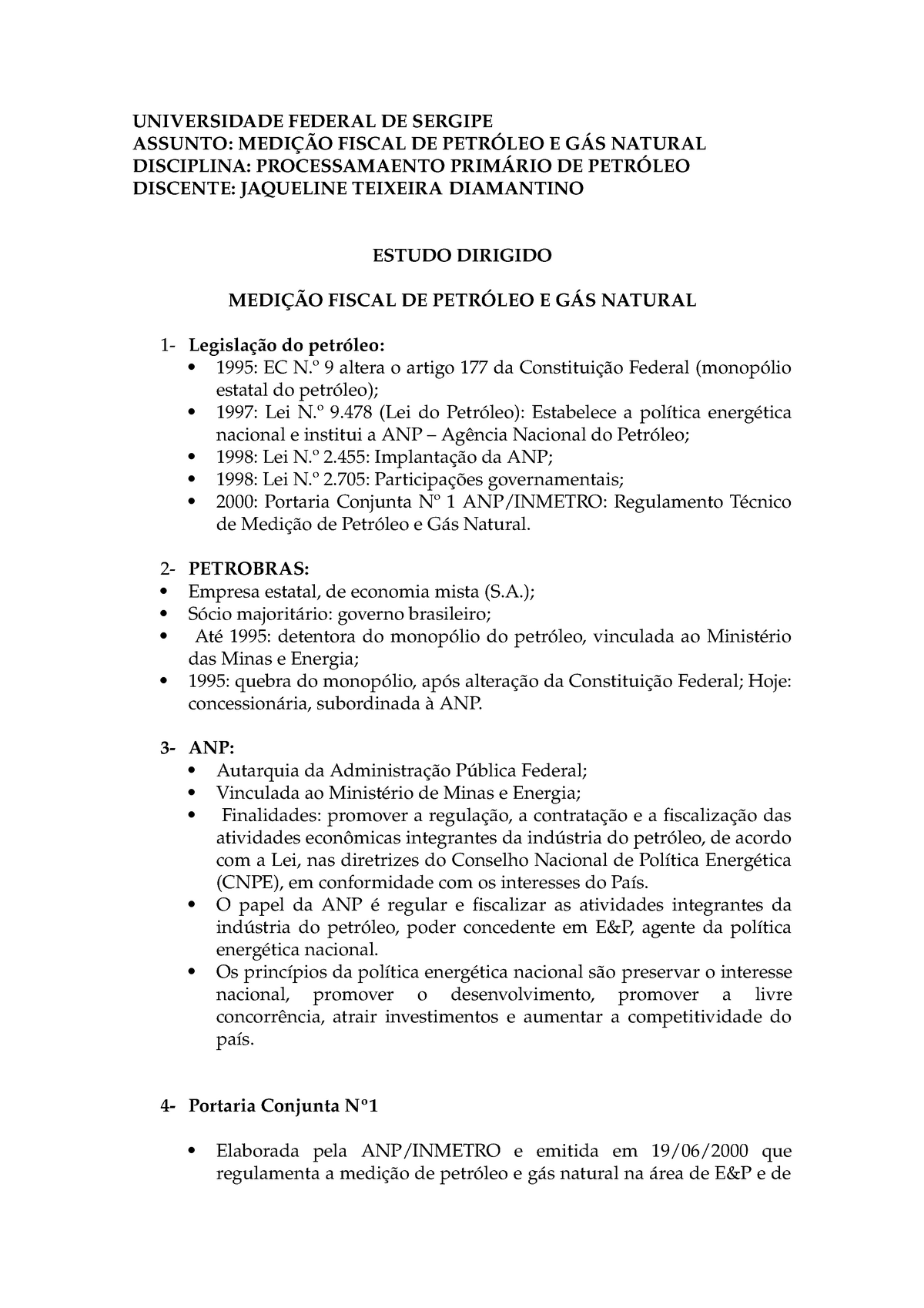 Medicao Fiscal Resumo Processamento Primario De Petroleo Studocu
