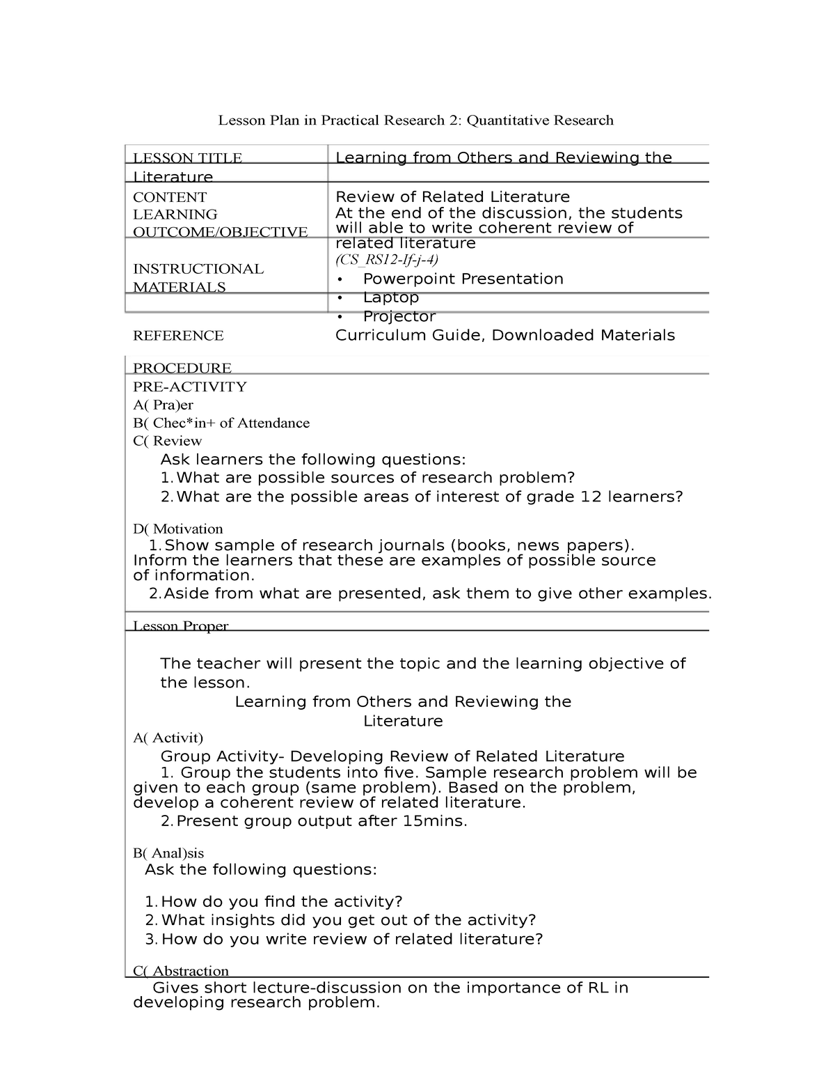 research skills lesson plans